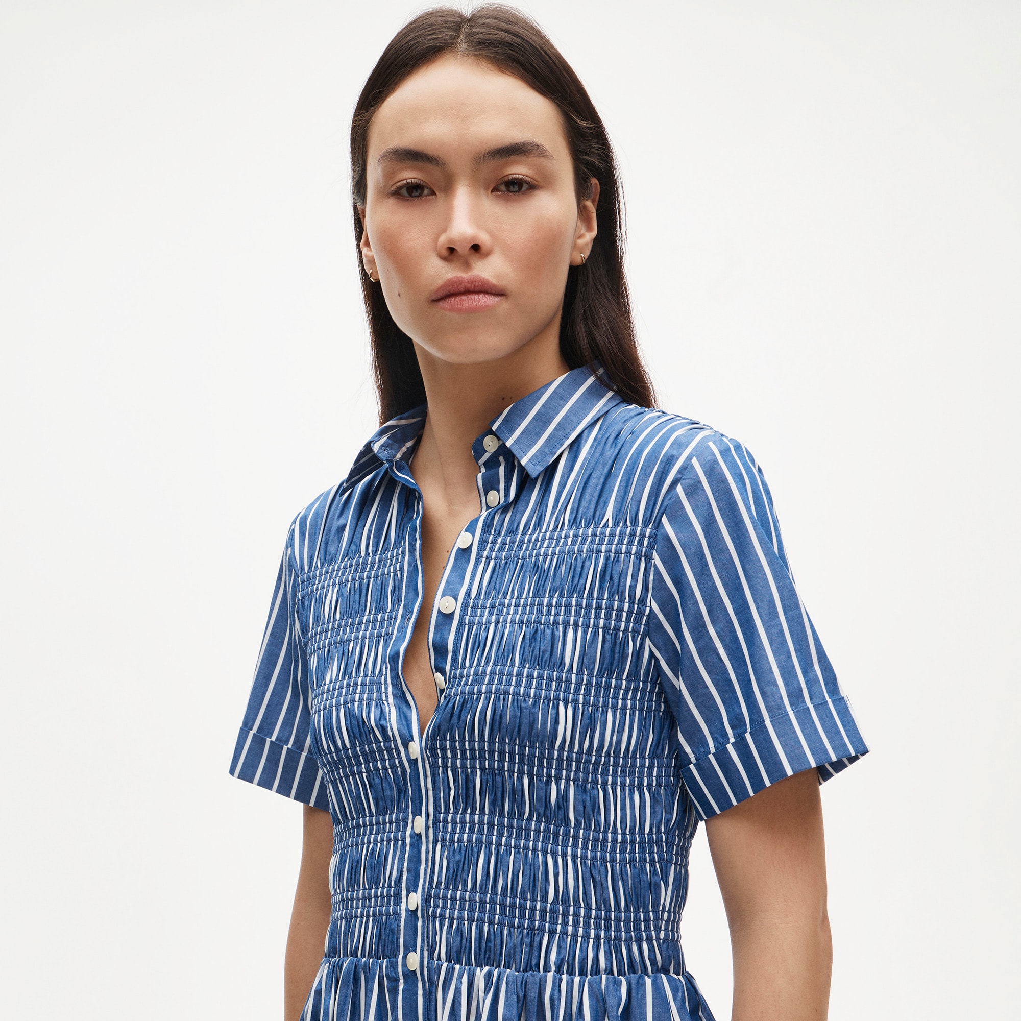 Elsie shirt-dress in striped cotton poplin