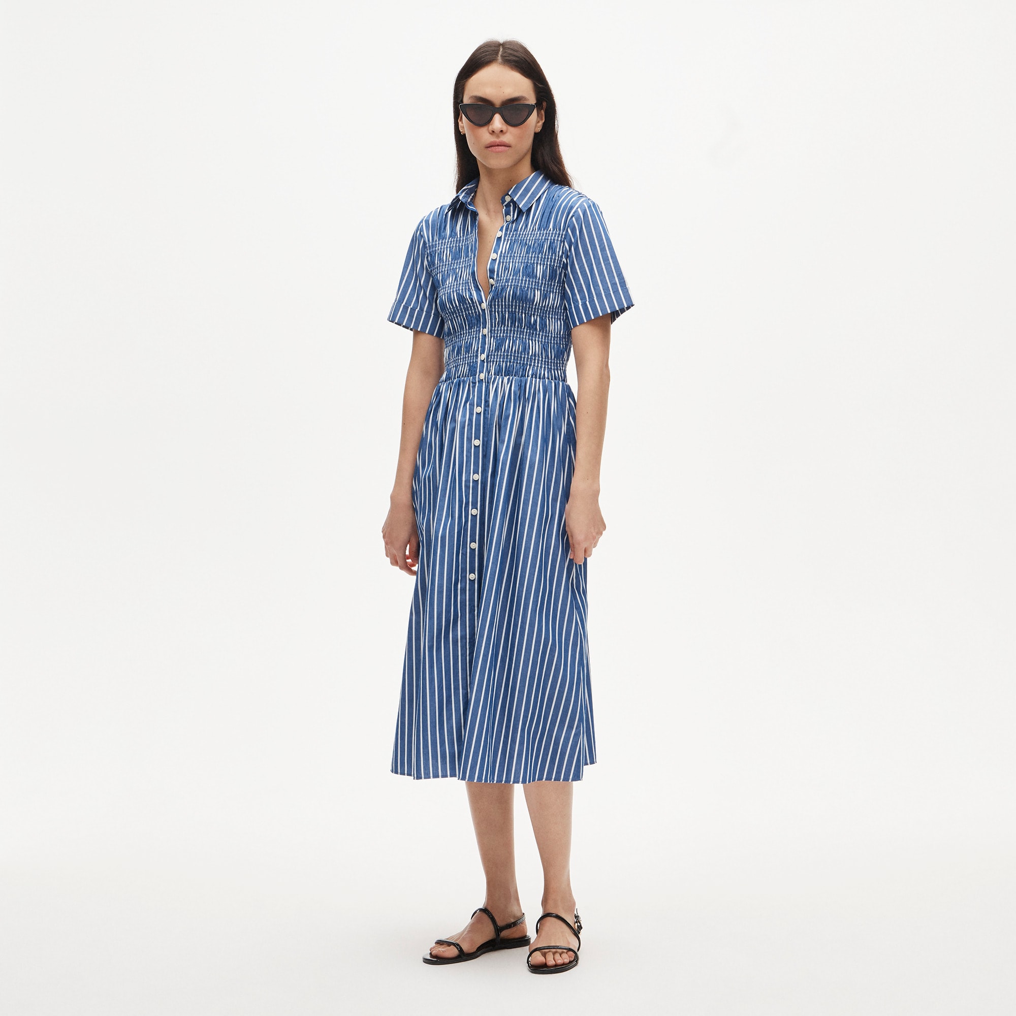 Elsie shirt-dress in striped cotton poplin