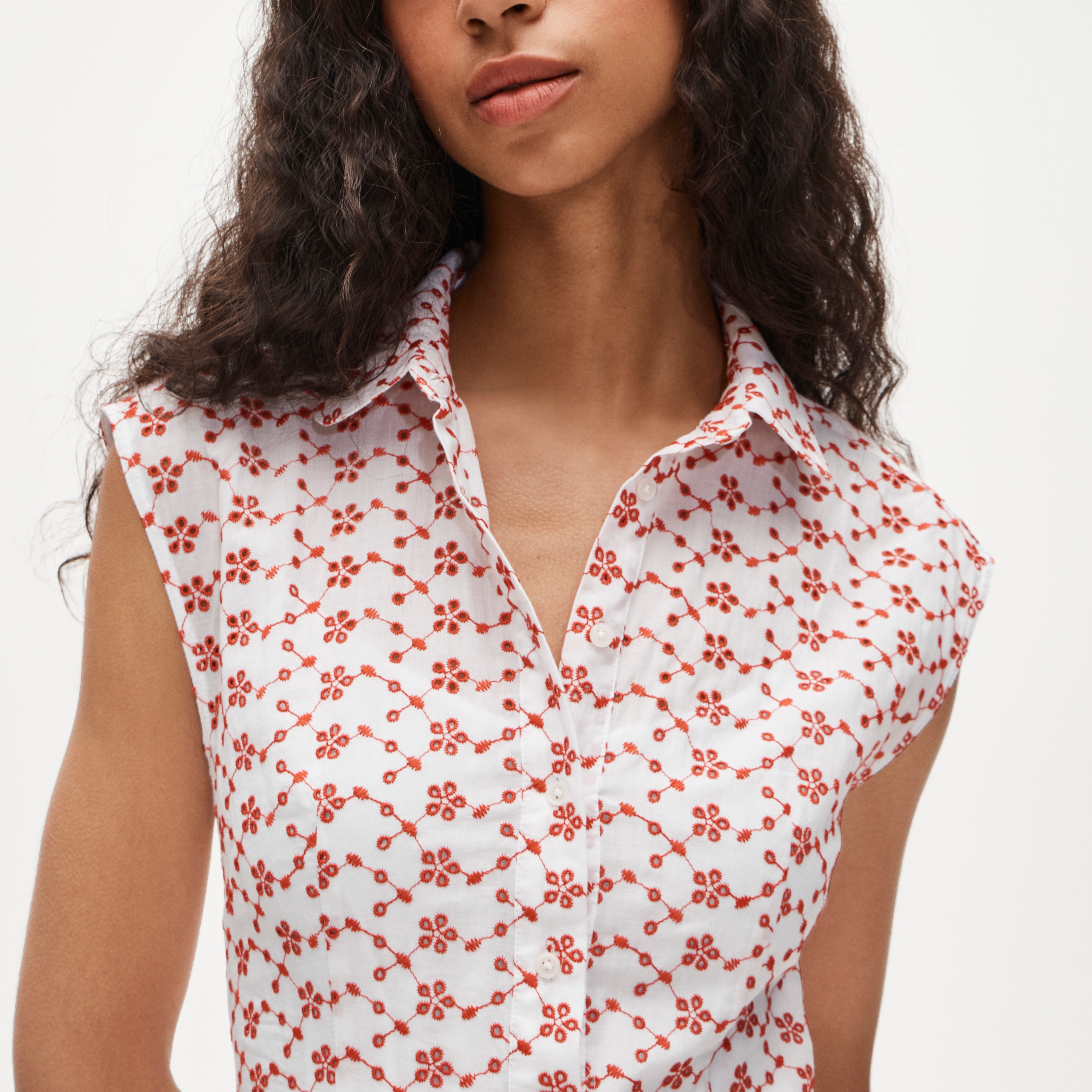 Mini eyelet shirt-dress