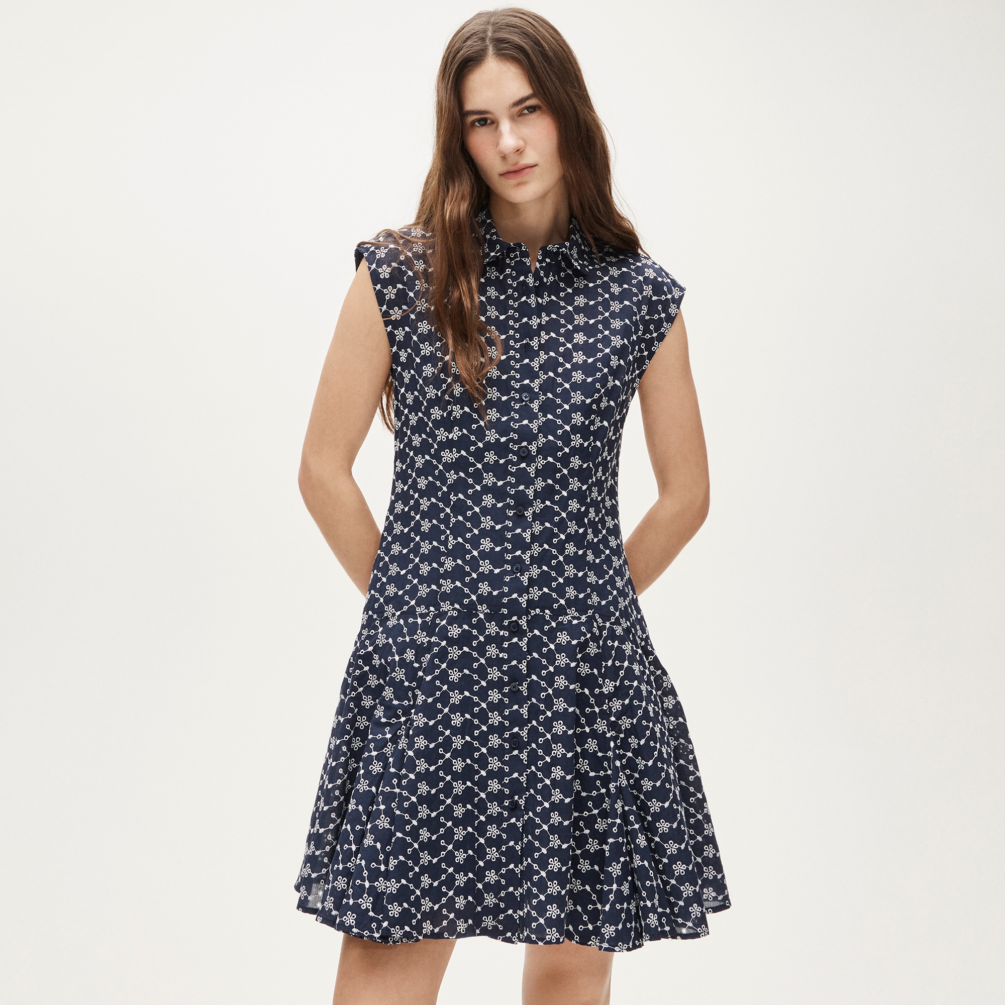 Mini eyelet shirt-dress