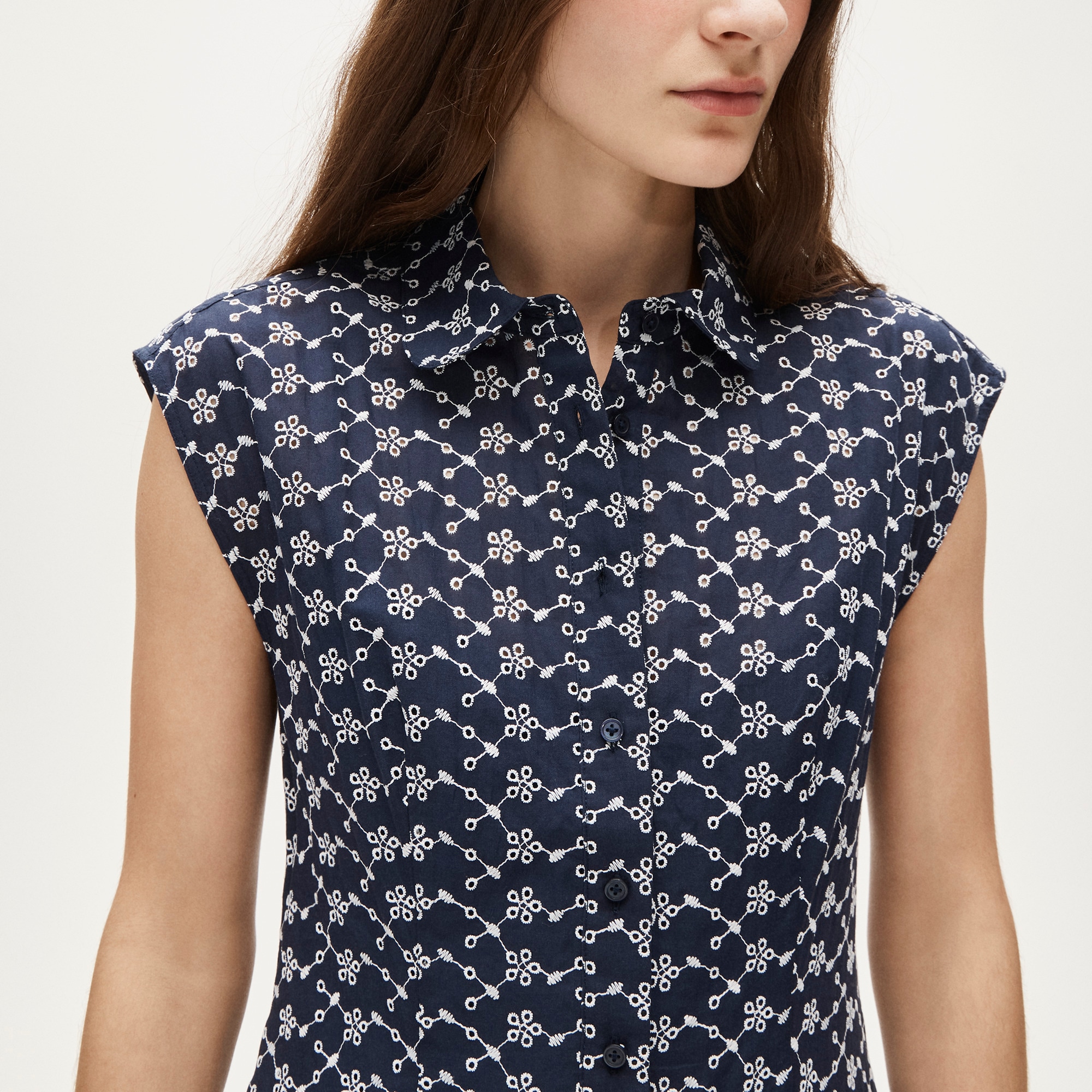 Mini eyelet shirt-dress