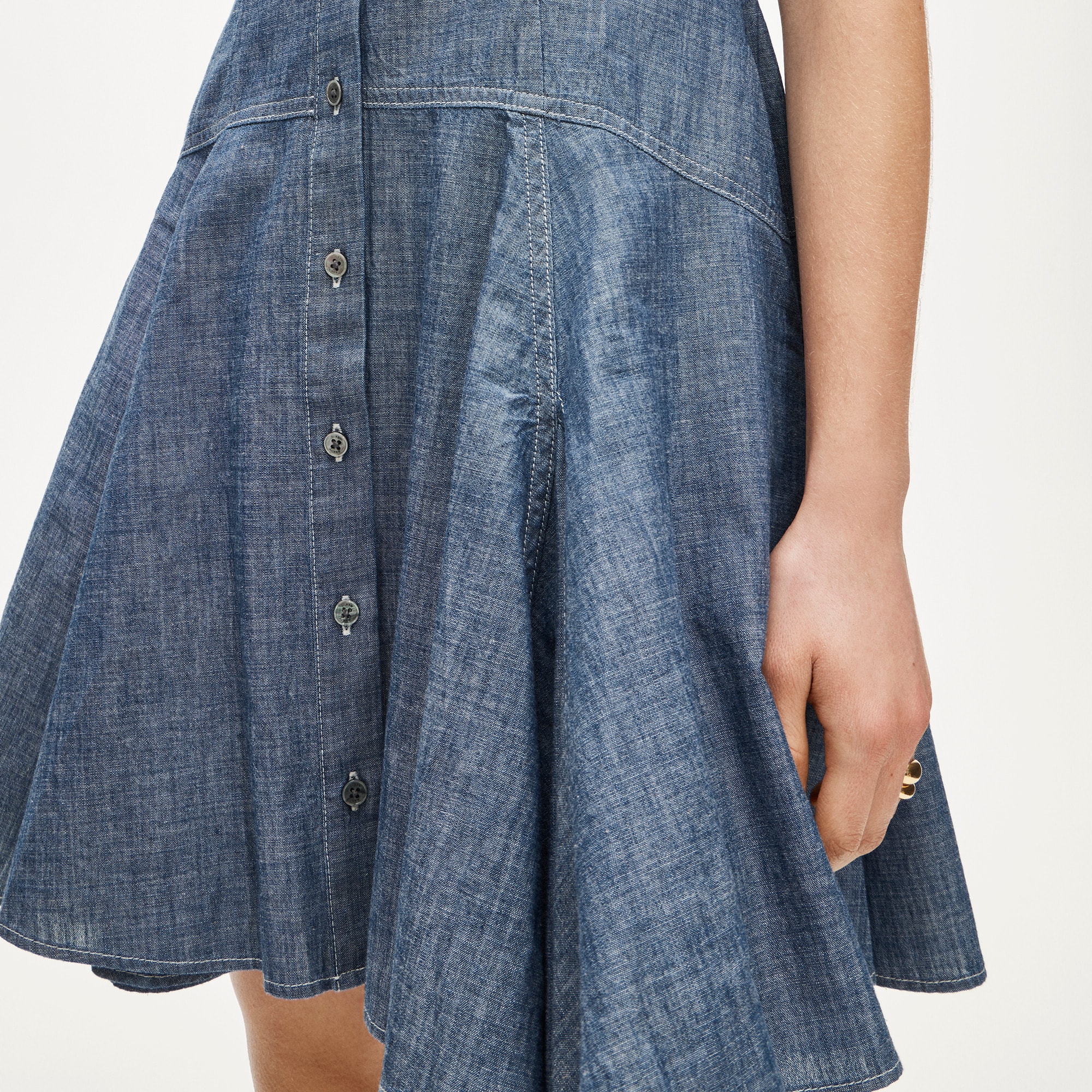 Button-front mini dress in chambray - image 3