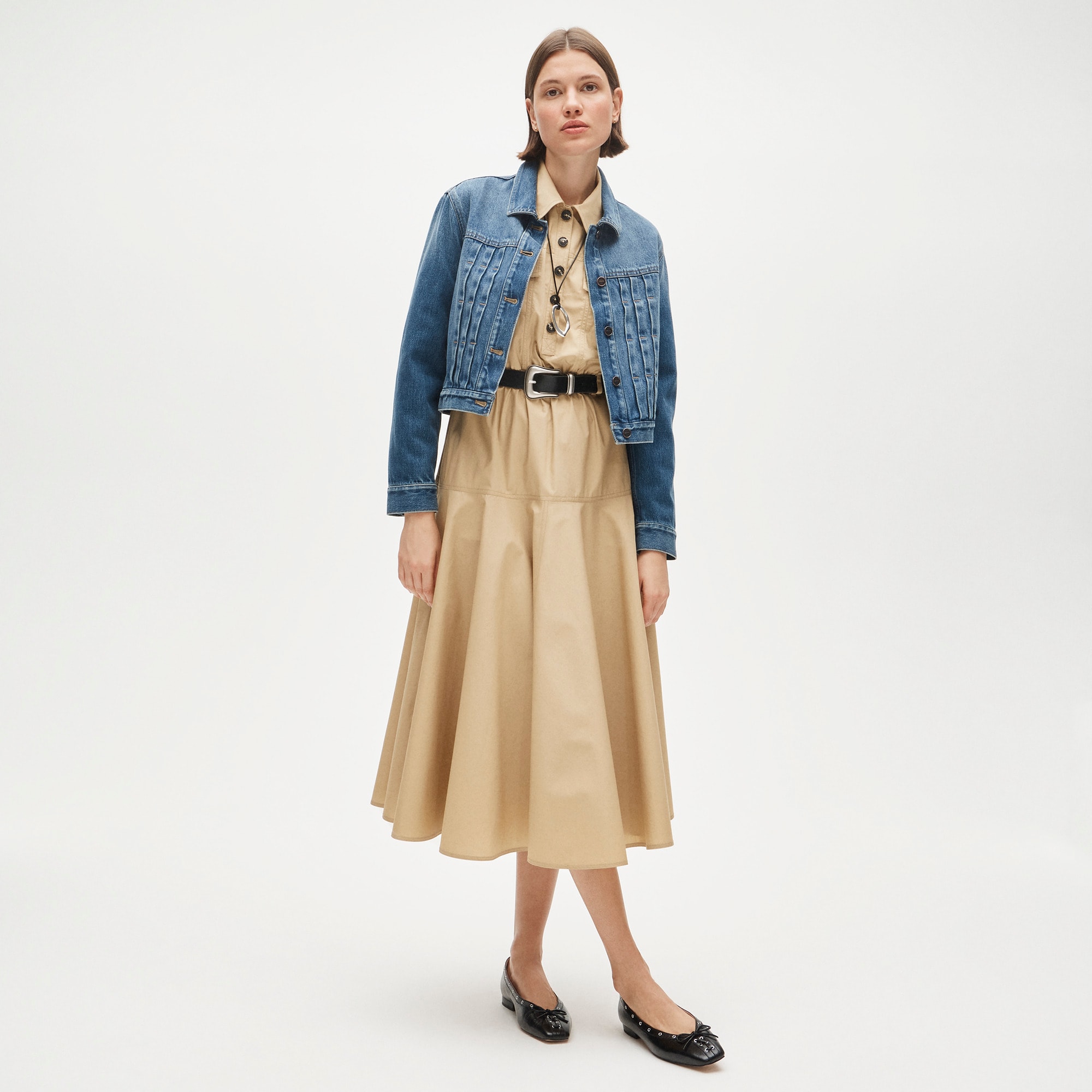 Trench shirt-dress in cotton poplin