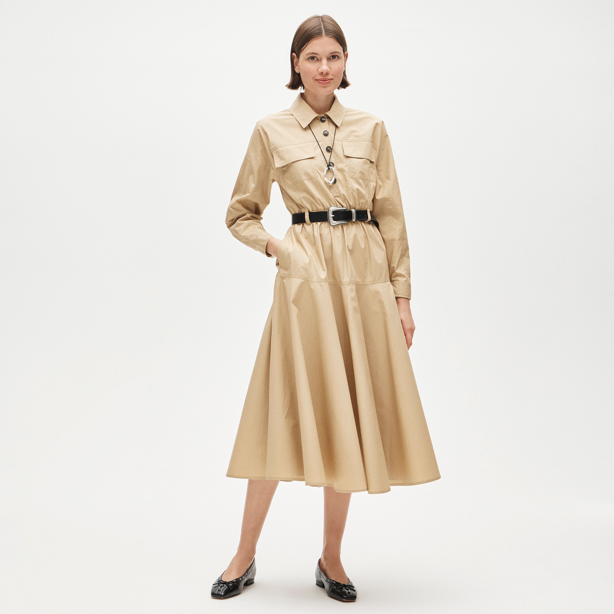 womens Trench shirt-dress in cotton poplin