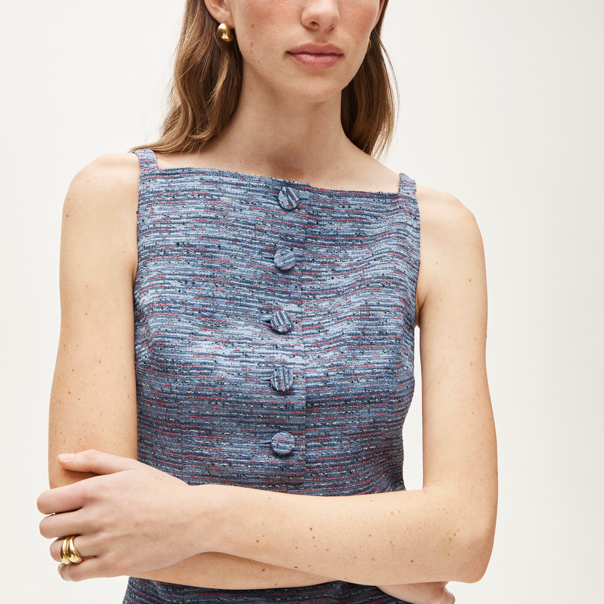 Mini sheath dress in tweed - image 3