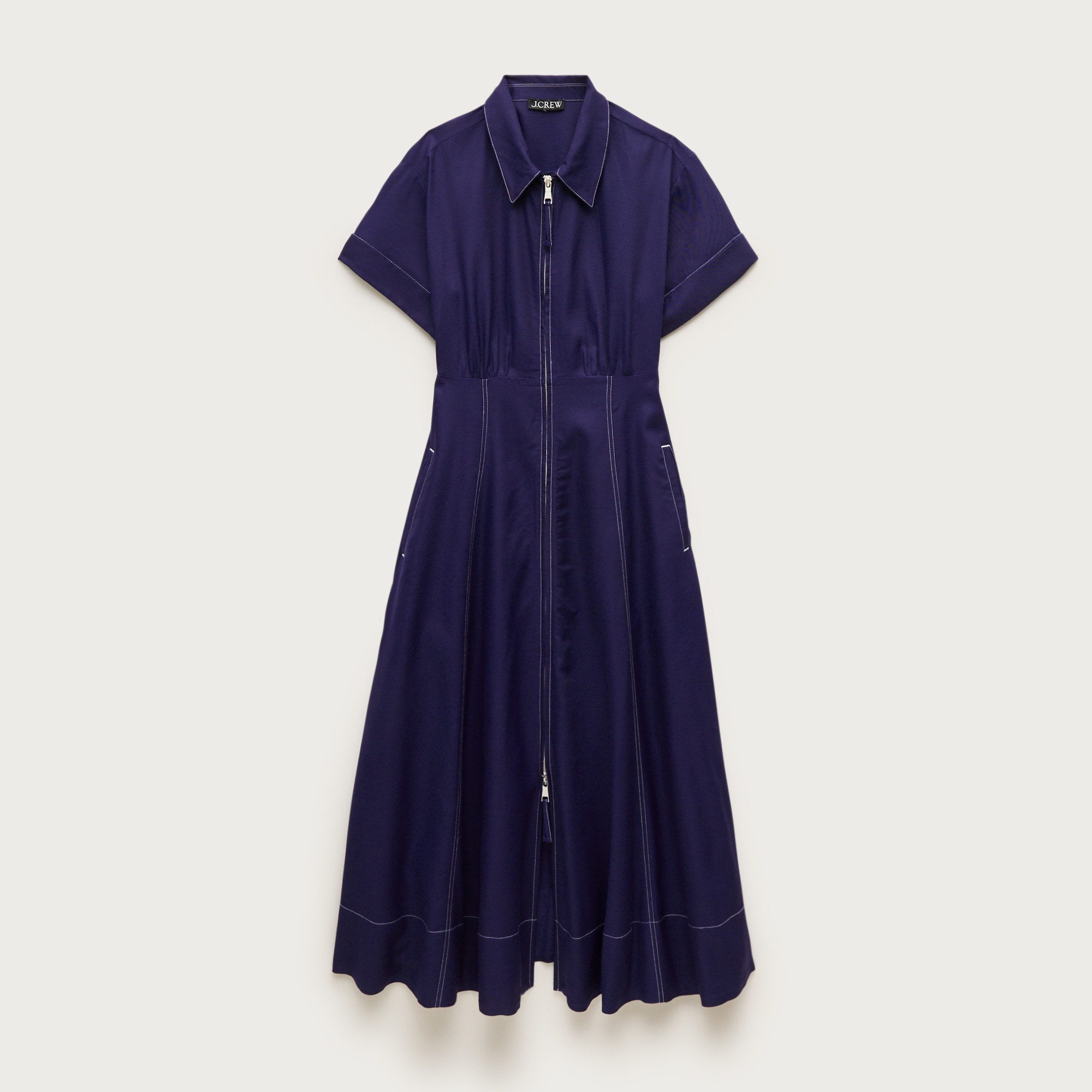 Zip-up shirt-dress in Gramercy linen blend