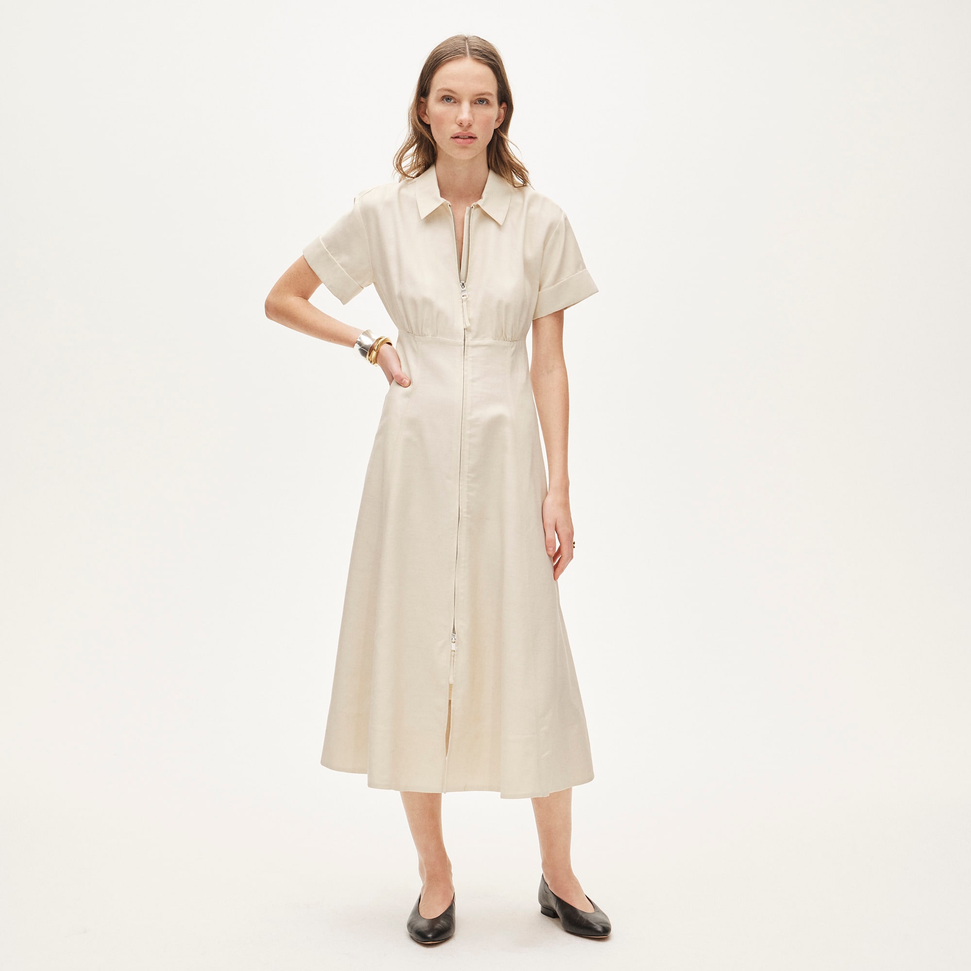j crew long linen shirt dress Tunic Shirt-dress In Linen For Women