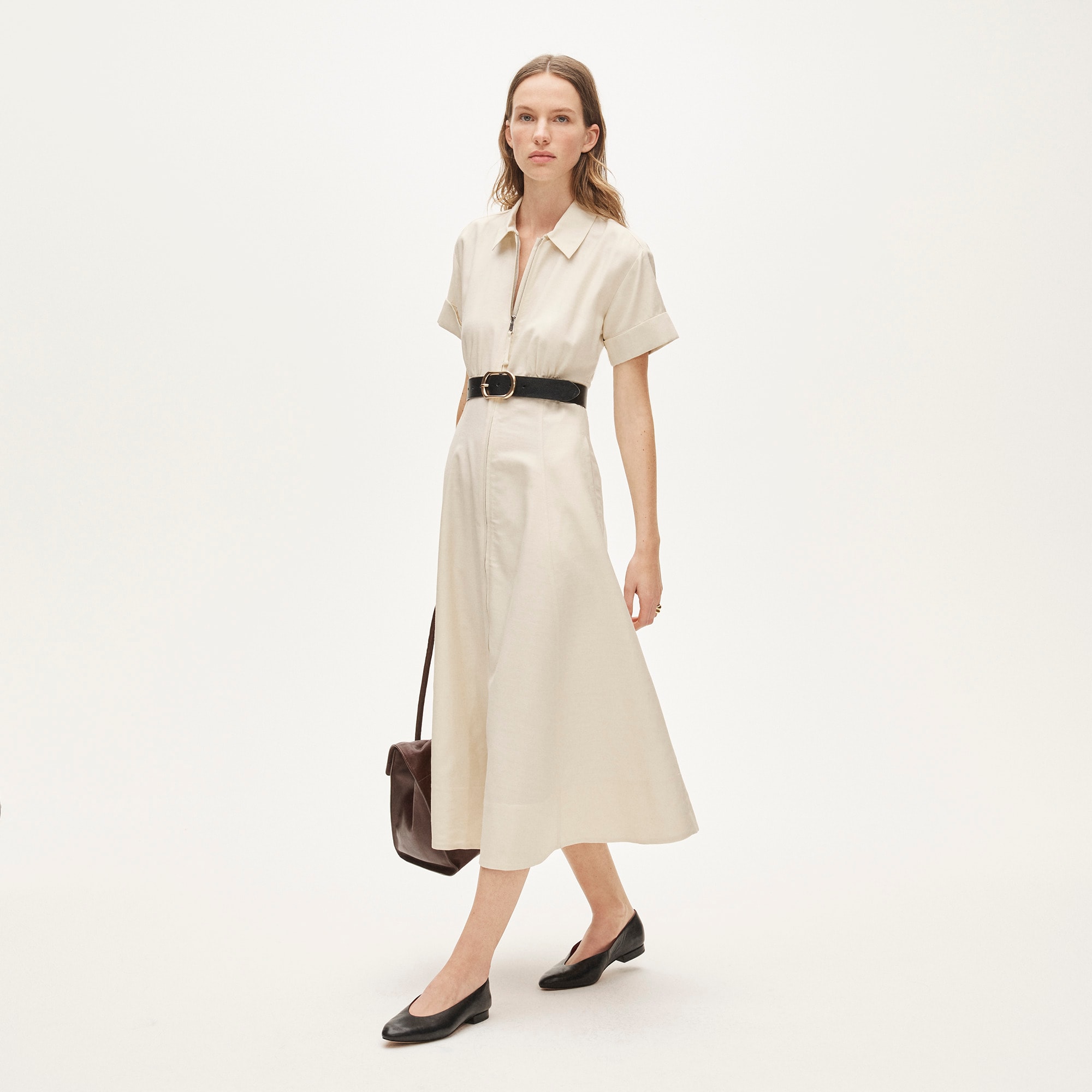  Zip-up shirt-dress in Gramercy linen blend