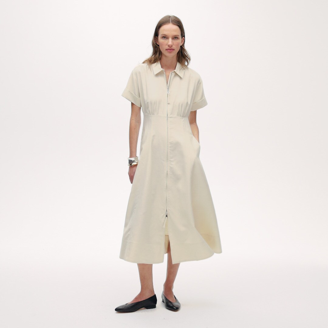 Zip-up shirt-dress in Gramercy linen blend