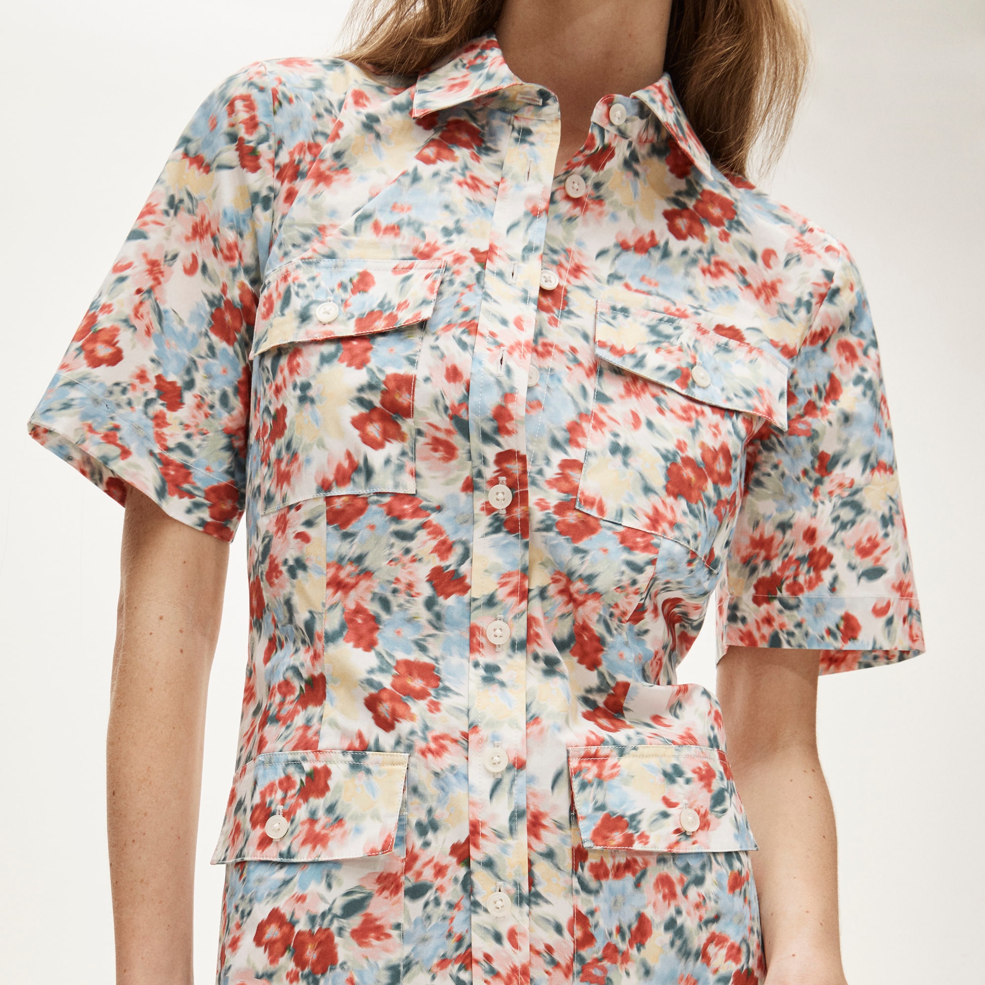 knee length dresses for ladies Everly Green Floral Shirt Midi Dress  Girl In Mind