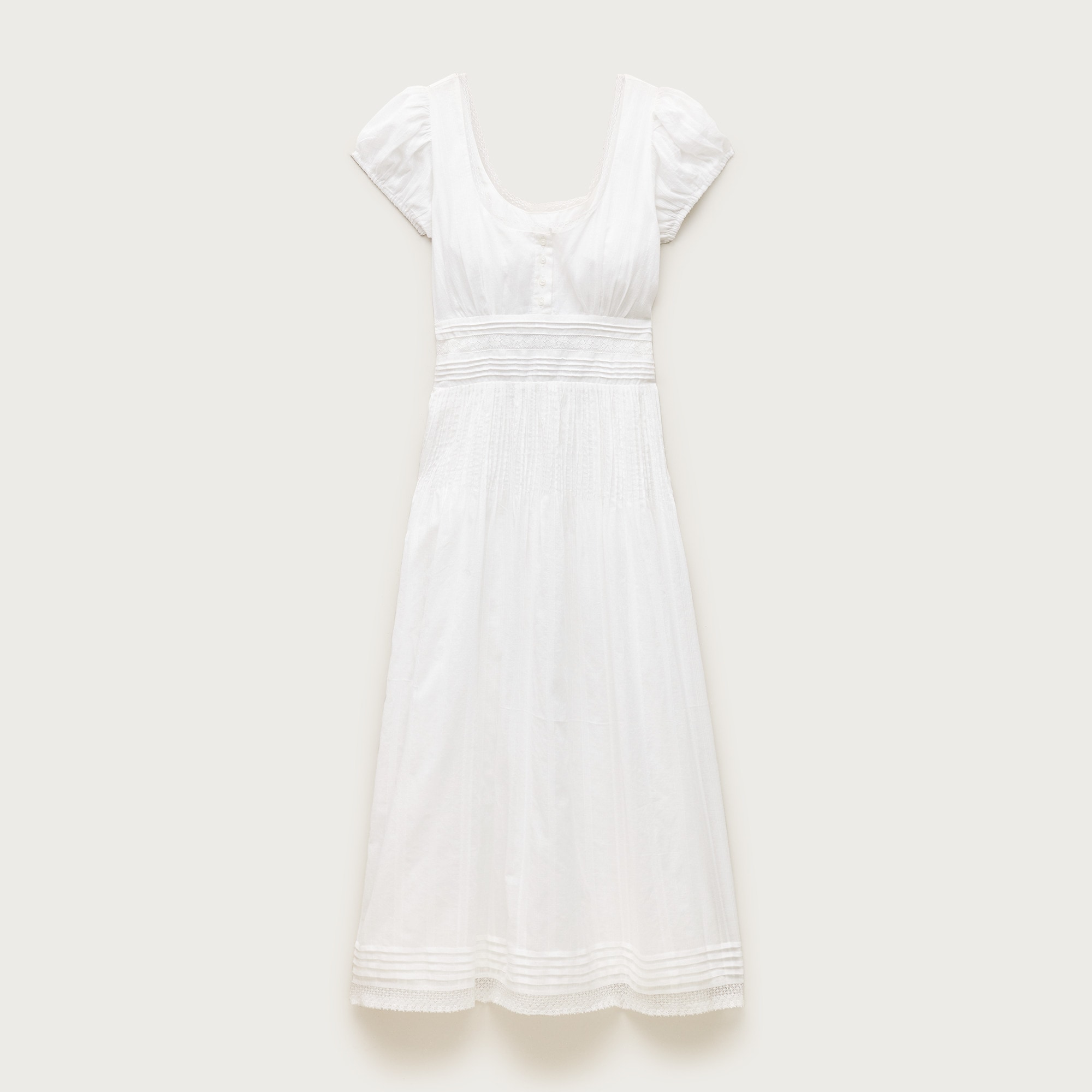 Lace-trim pintuck midi dress in cotton dobby from J.Crew - $129.50