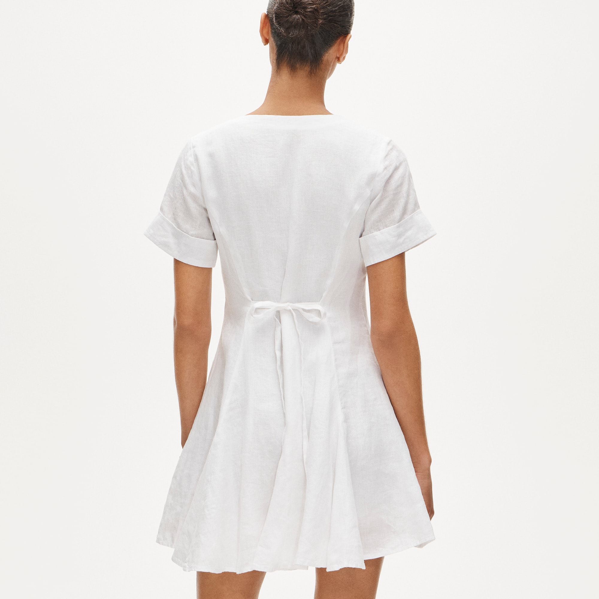 Short-sleeve mini dress in linen - image 4