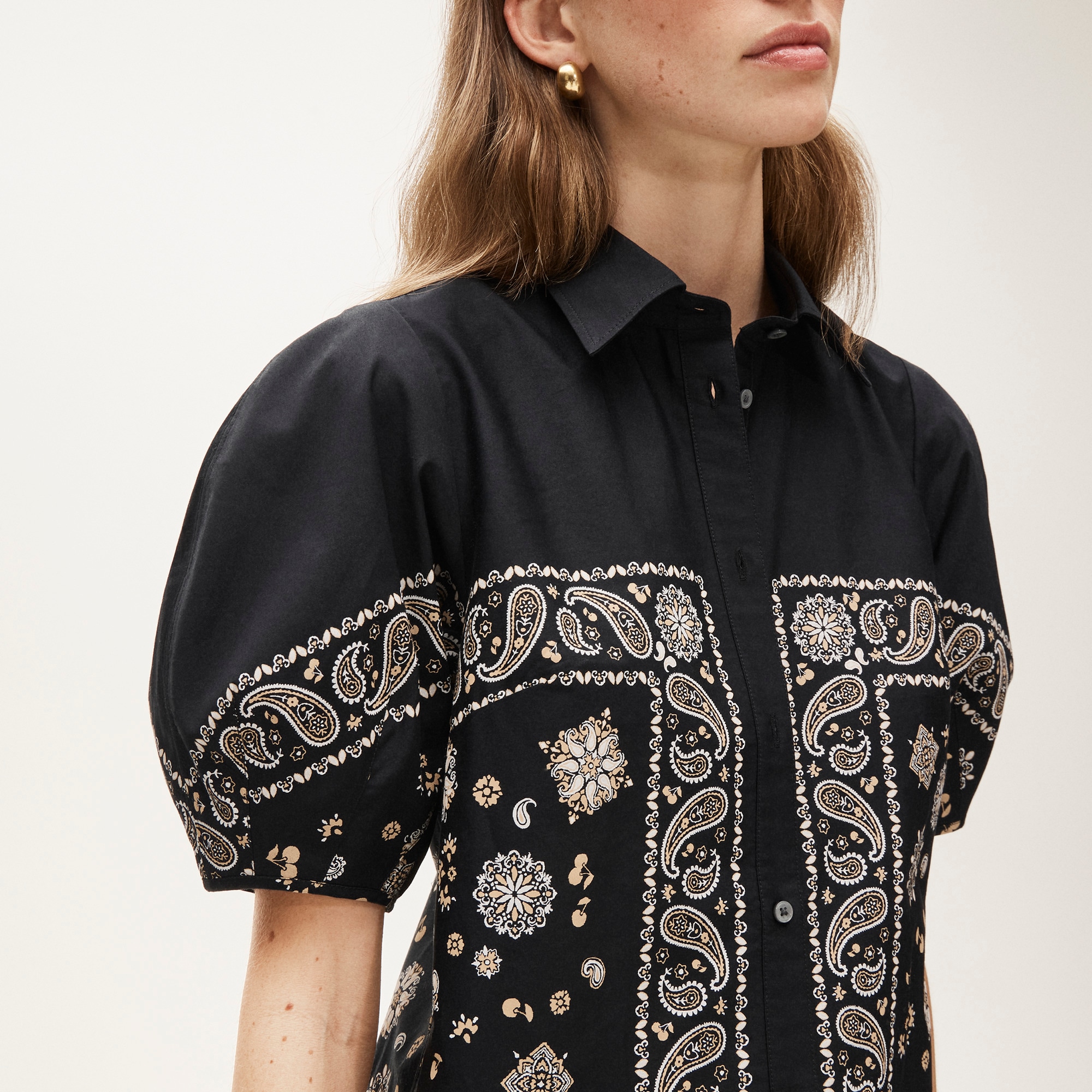 Shirt-dress in bandana-print cotton poplin