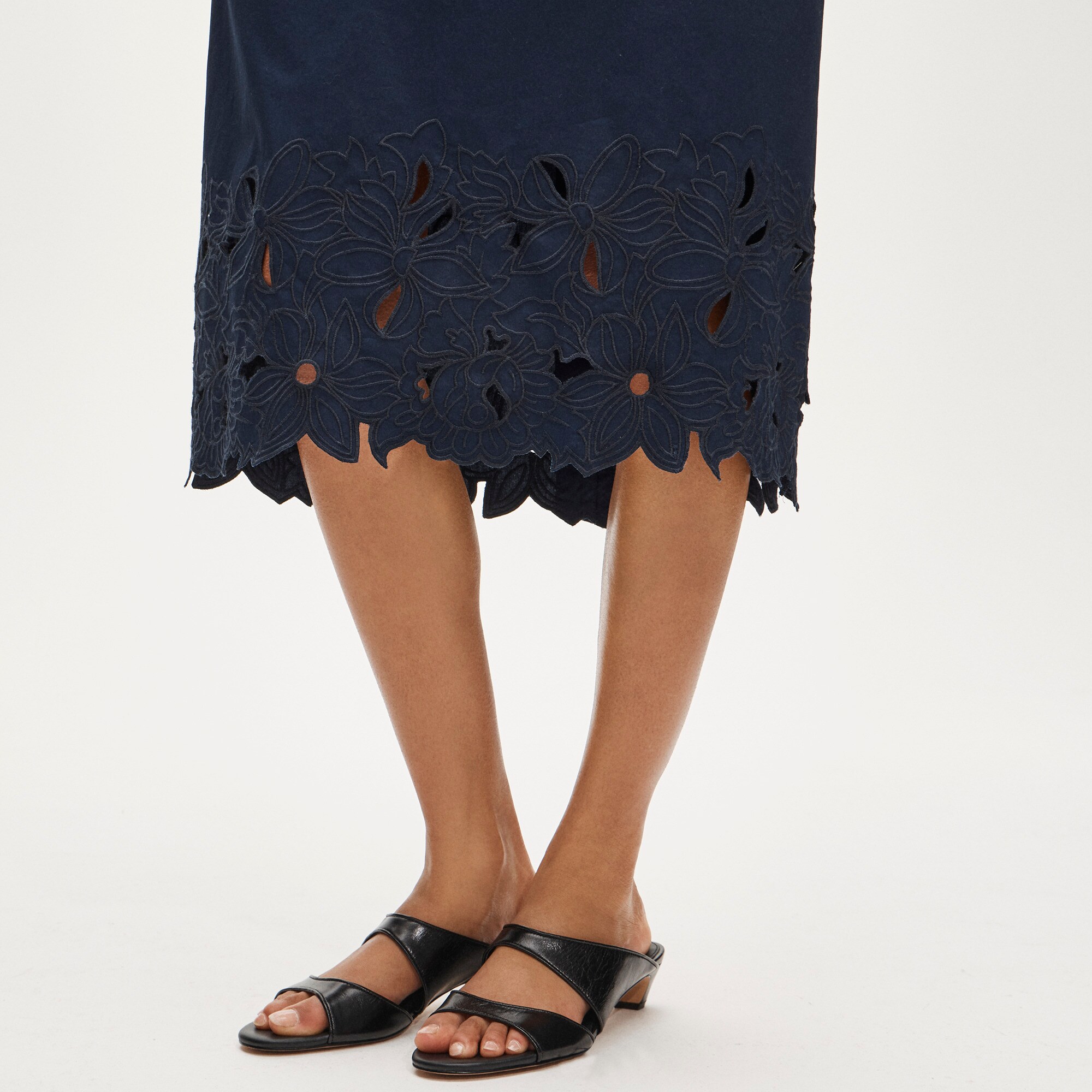 Embroidered shirt-dress in cotton poplin