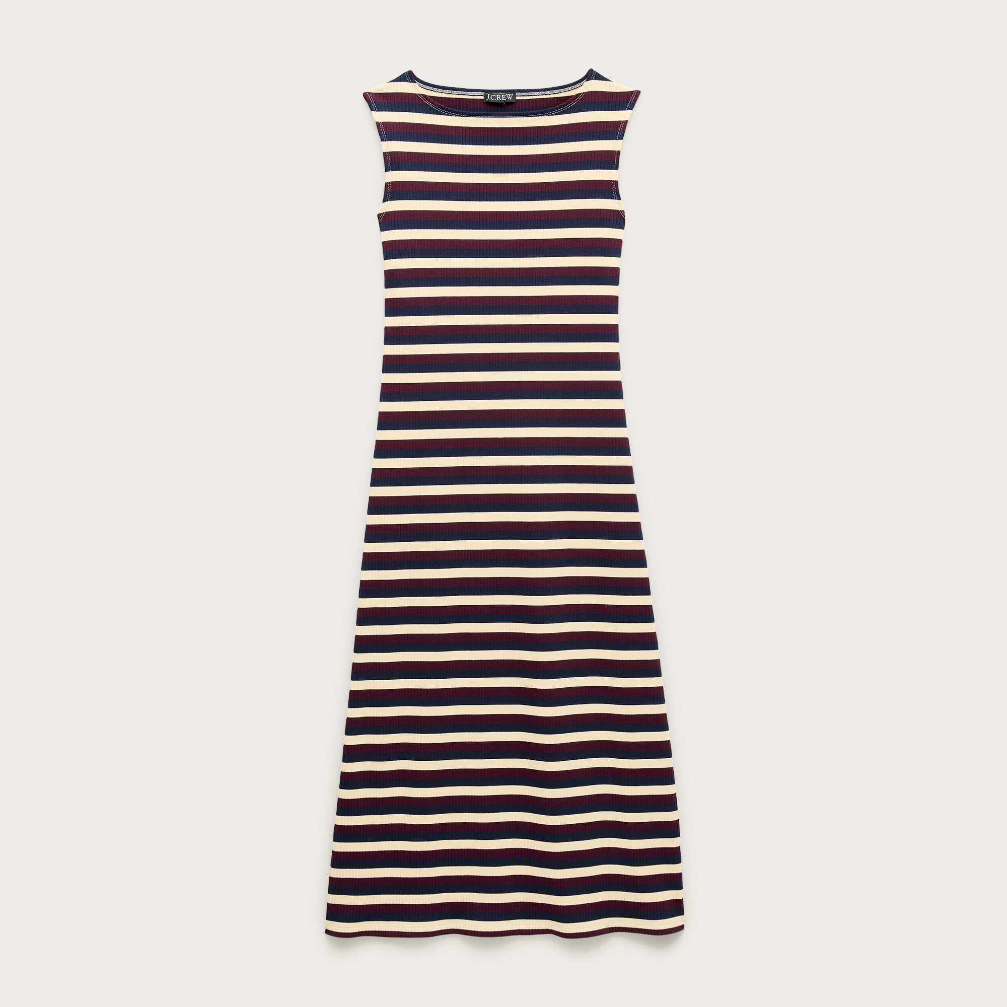 Knit boatneck midi dress in stripe