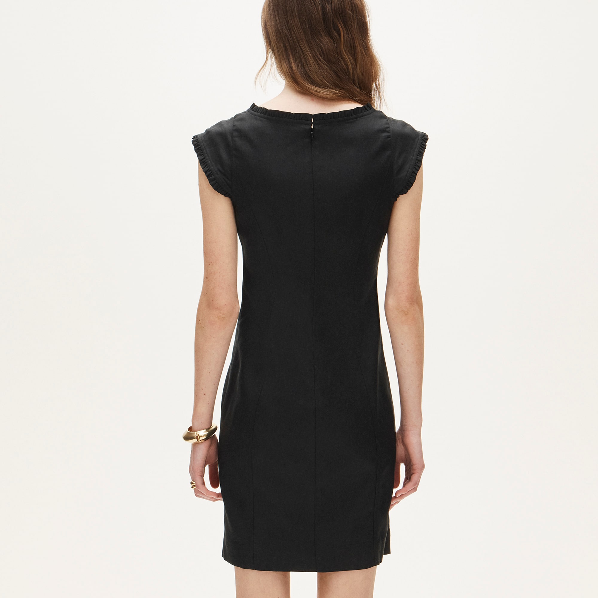 Ruffle-trim dress in Gramercy linen blend