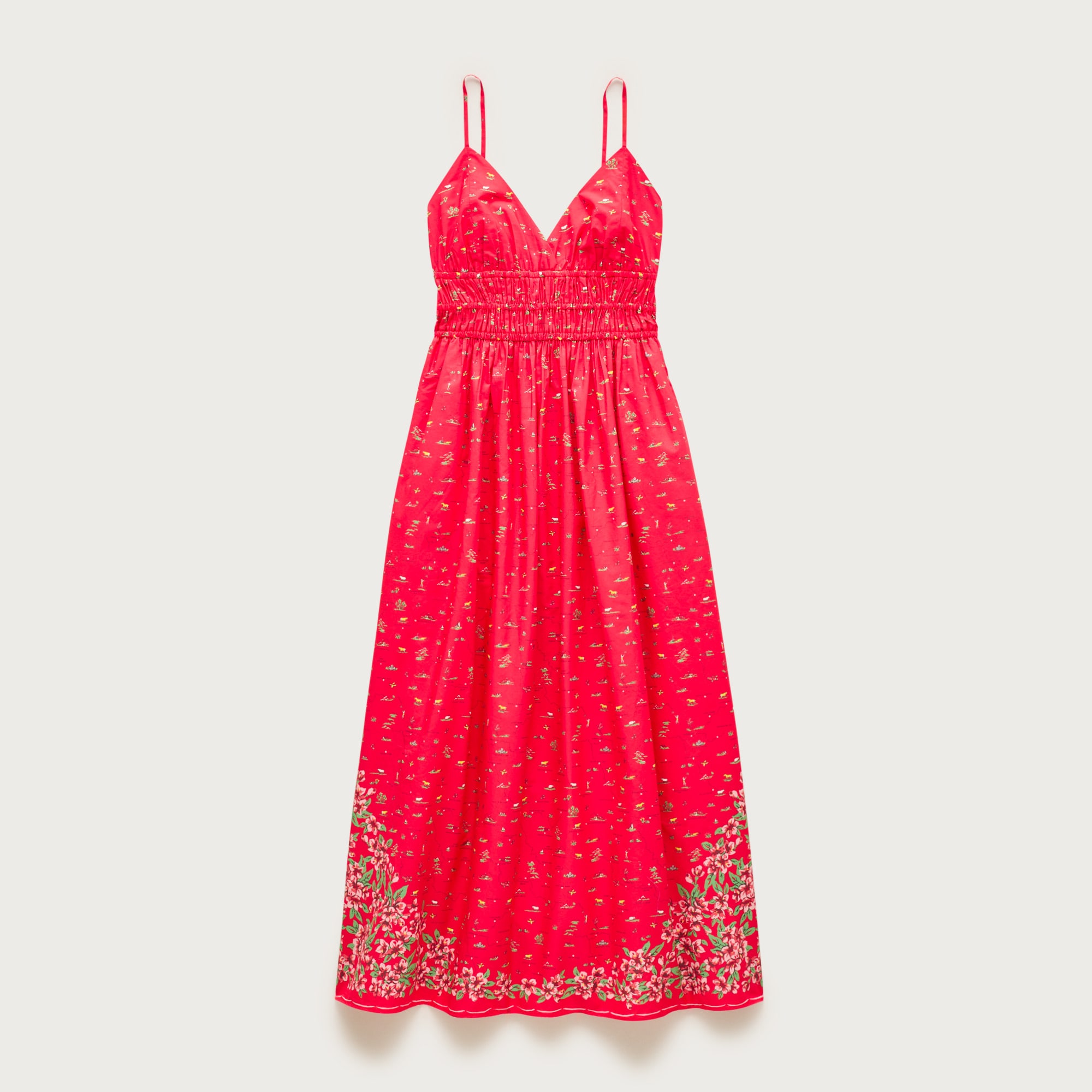 Smocked-waist V-neck dress in map print from J.Crew - $124.50 (30% off)