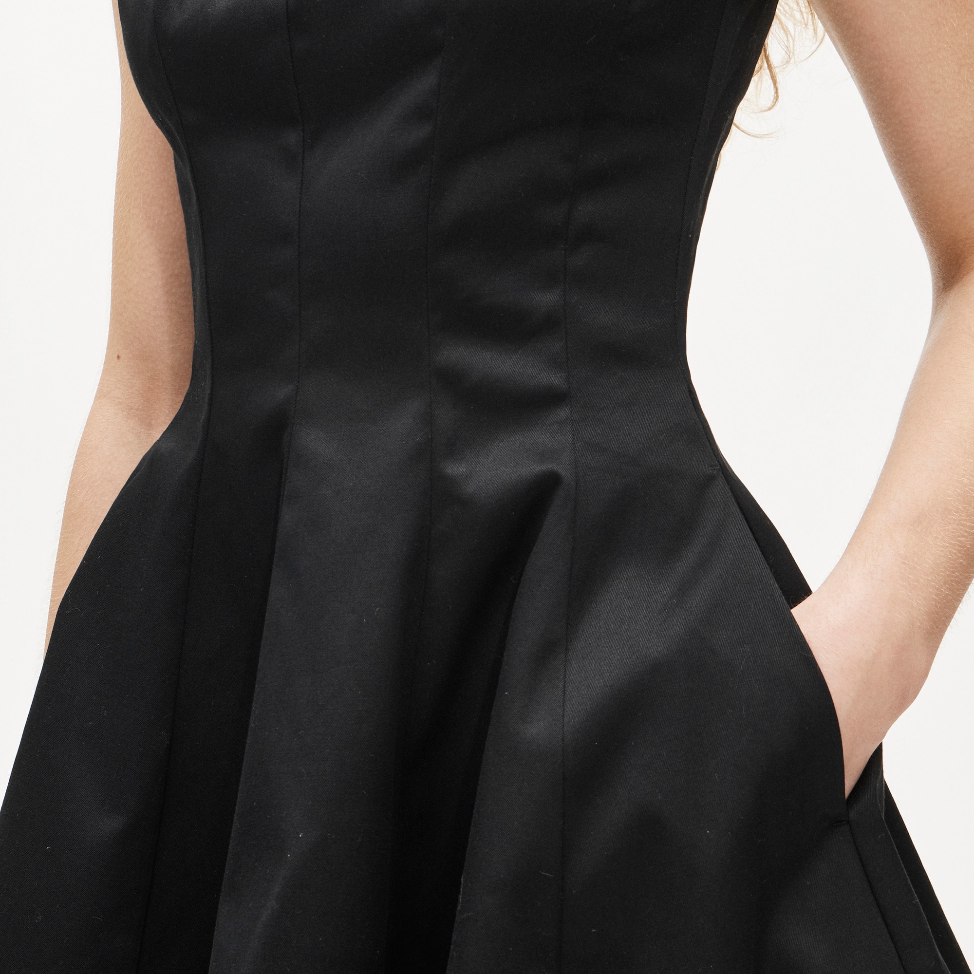 Pleated mini dress in chino - image 3