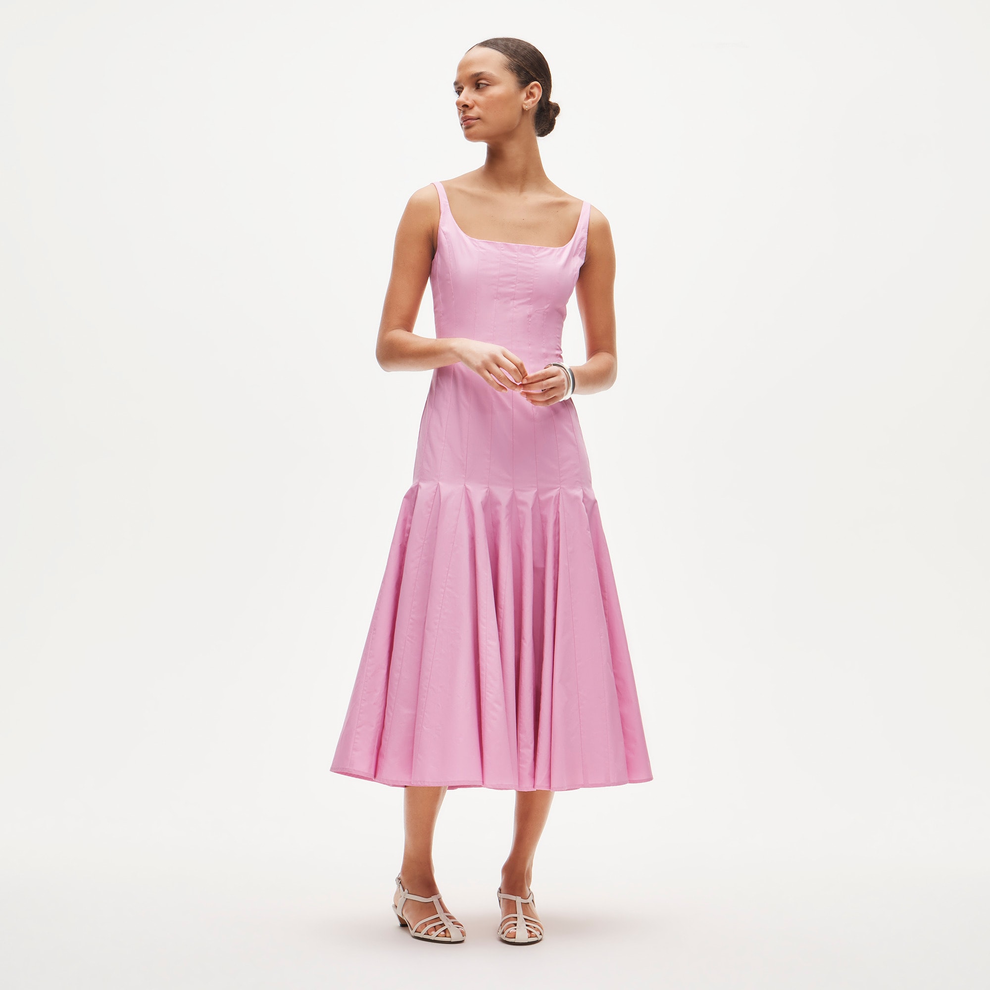 Collection drop-waist dress in cotton poplin