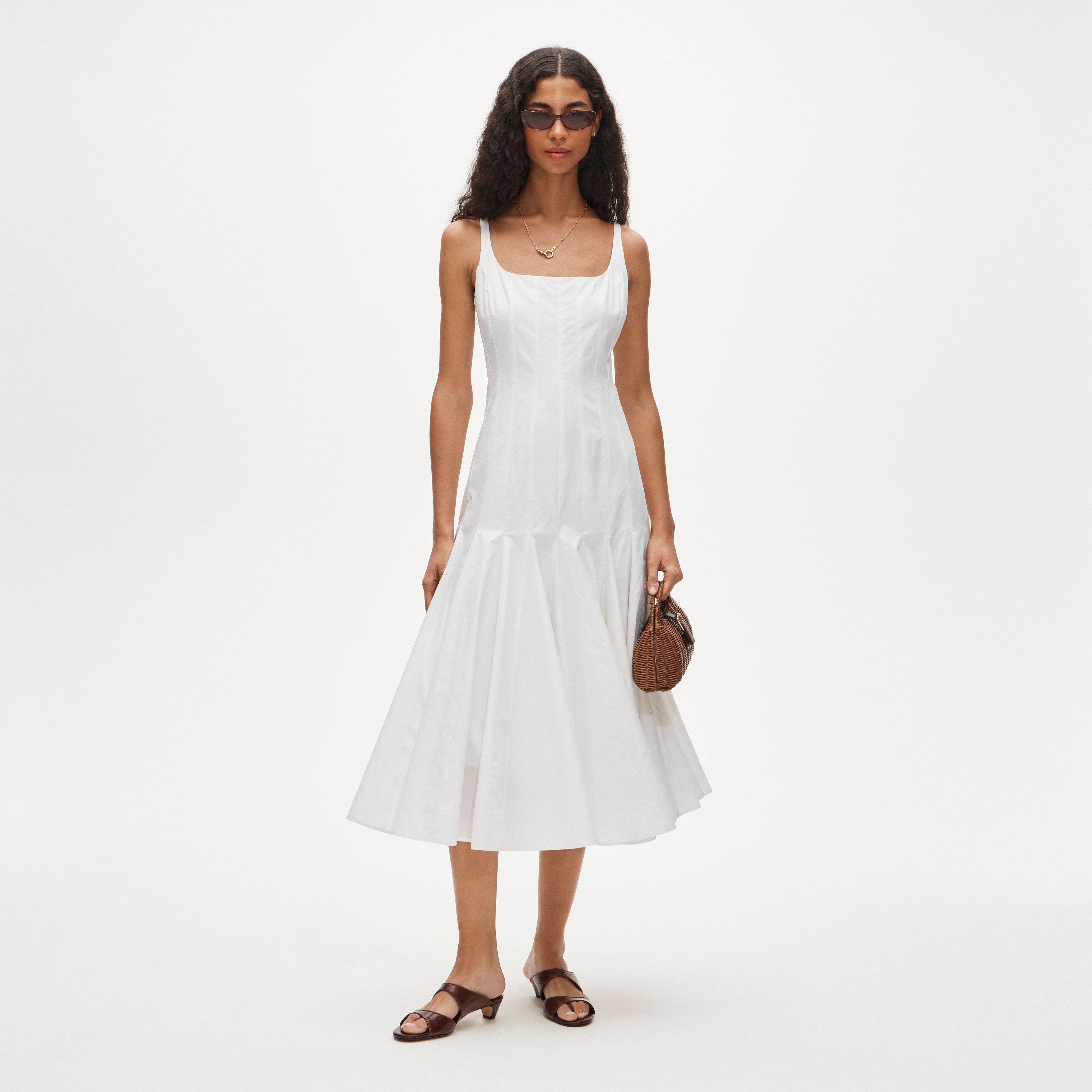 Collection drop-waist dress in cotton poplin
