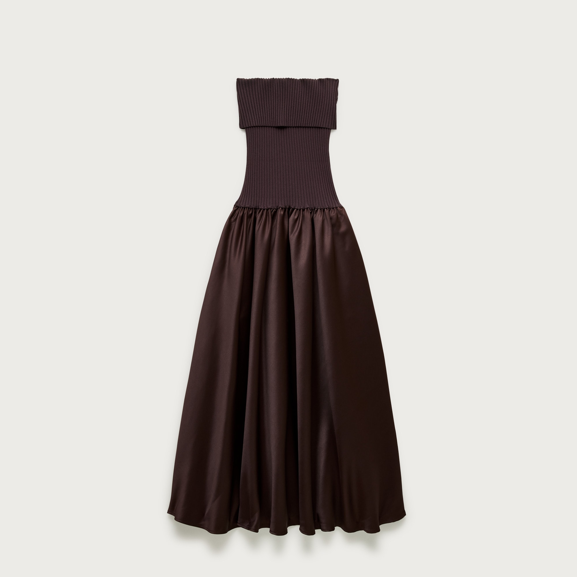 Collection foldover mixy dress in duchesse satin