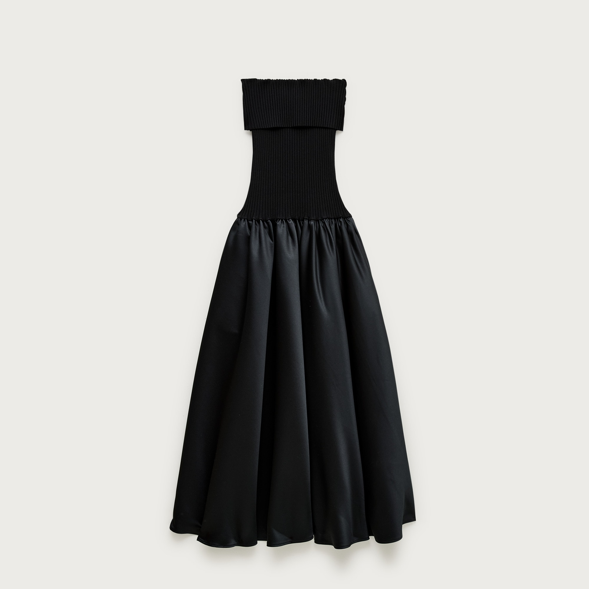 Collection foldover mixy dress in duchesse satin