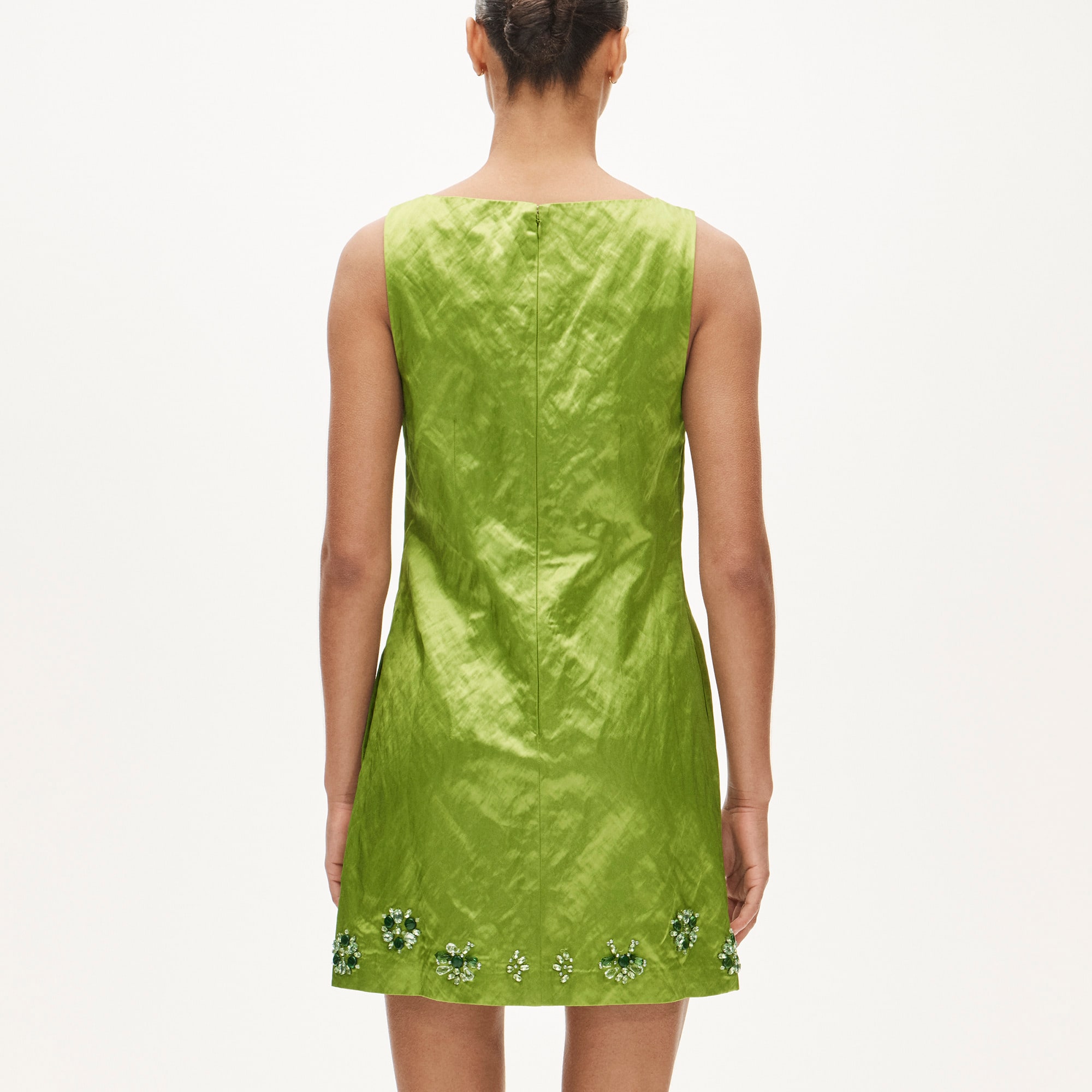 Collection embellished shift dress in memory satin