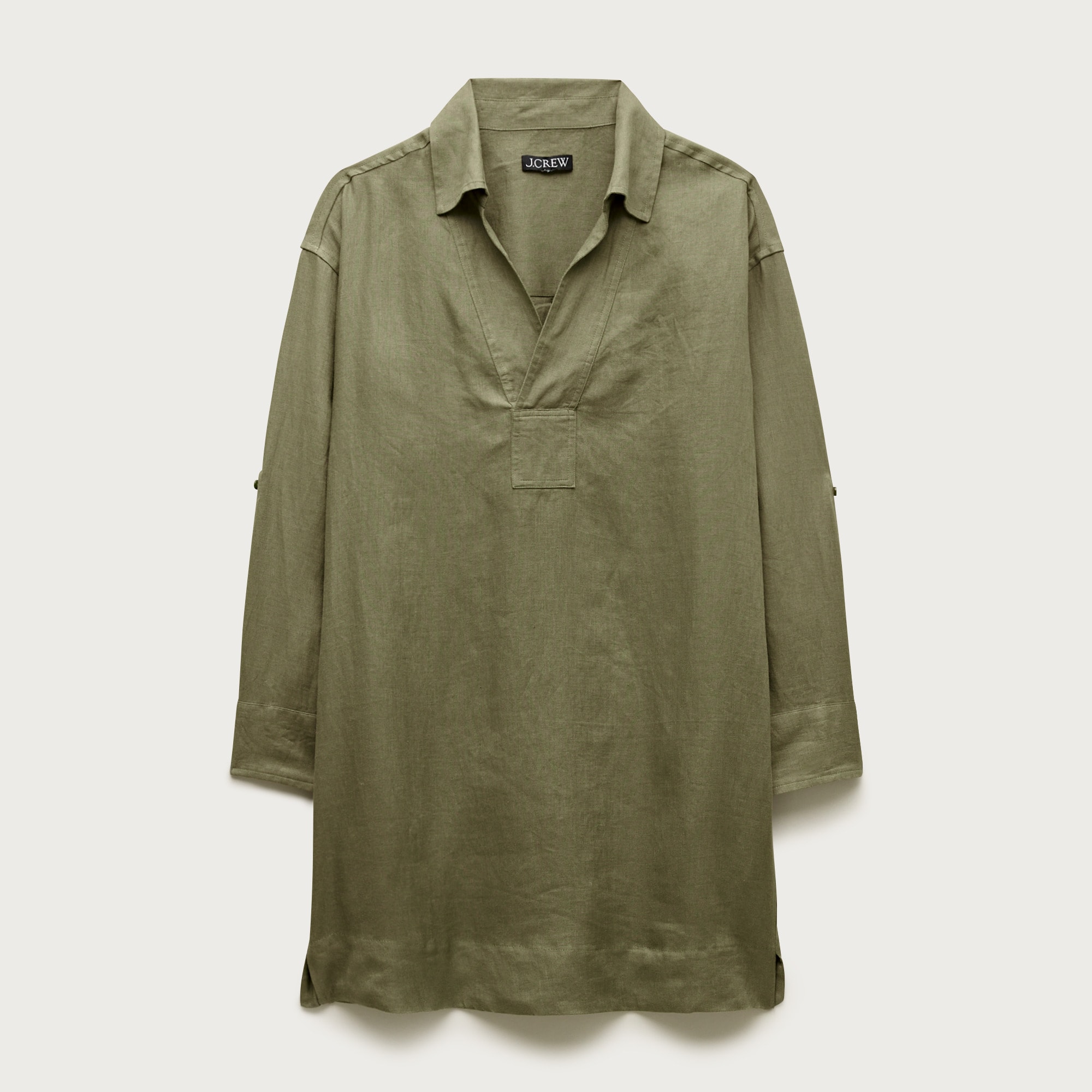 V-neck Popover Dress In Linen For Women | J.Crew