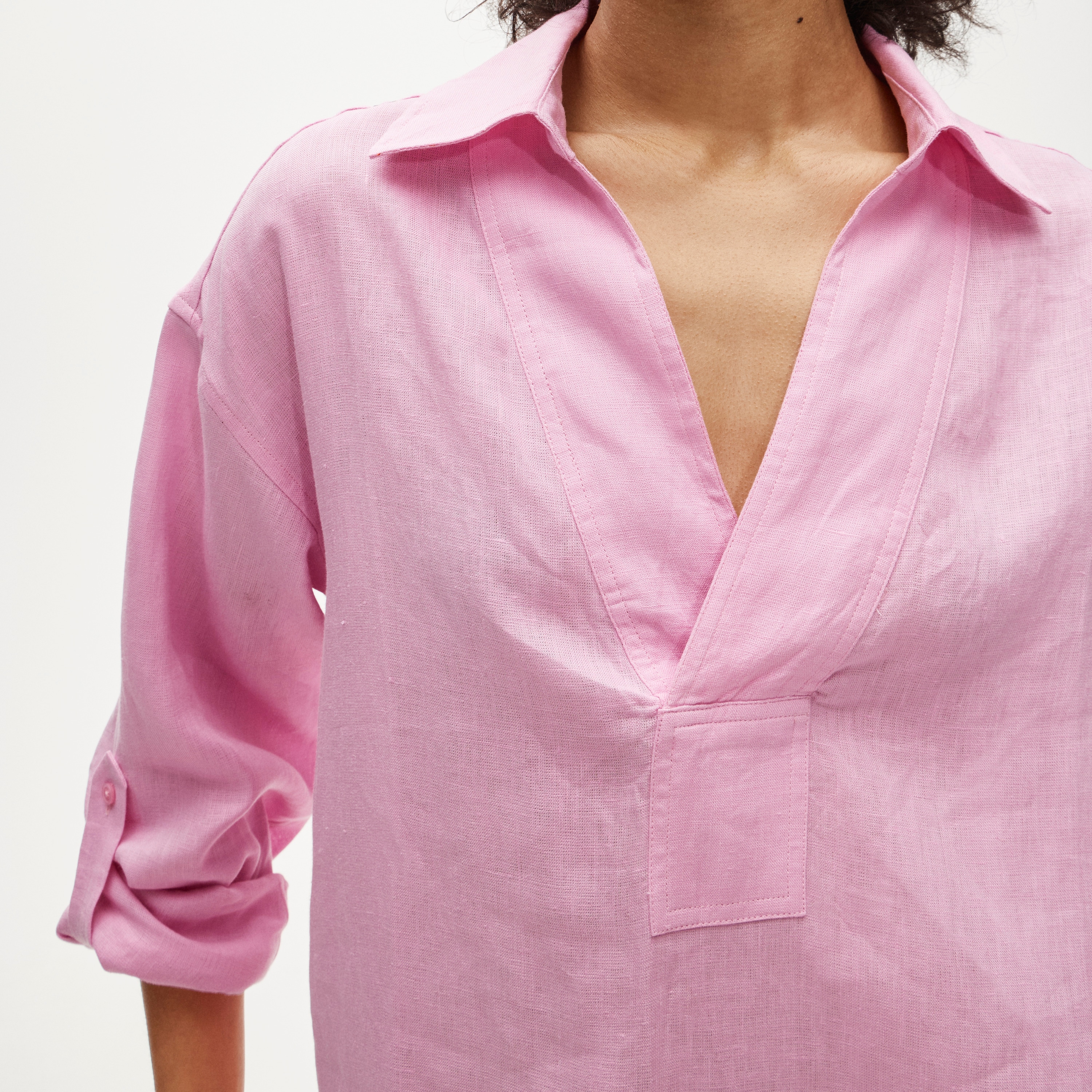 V-neck popover dress in linen - image 4