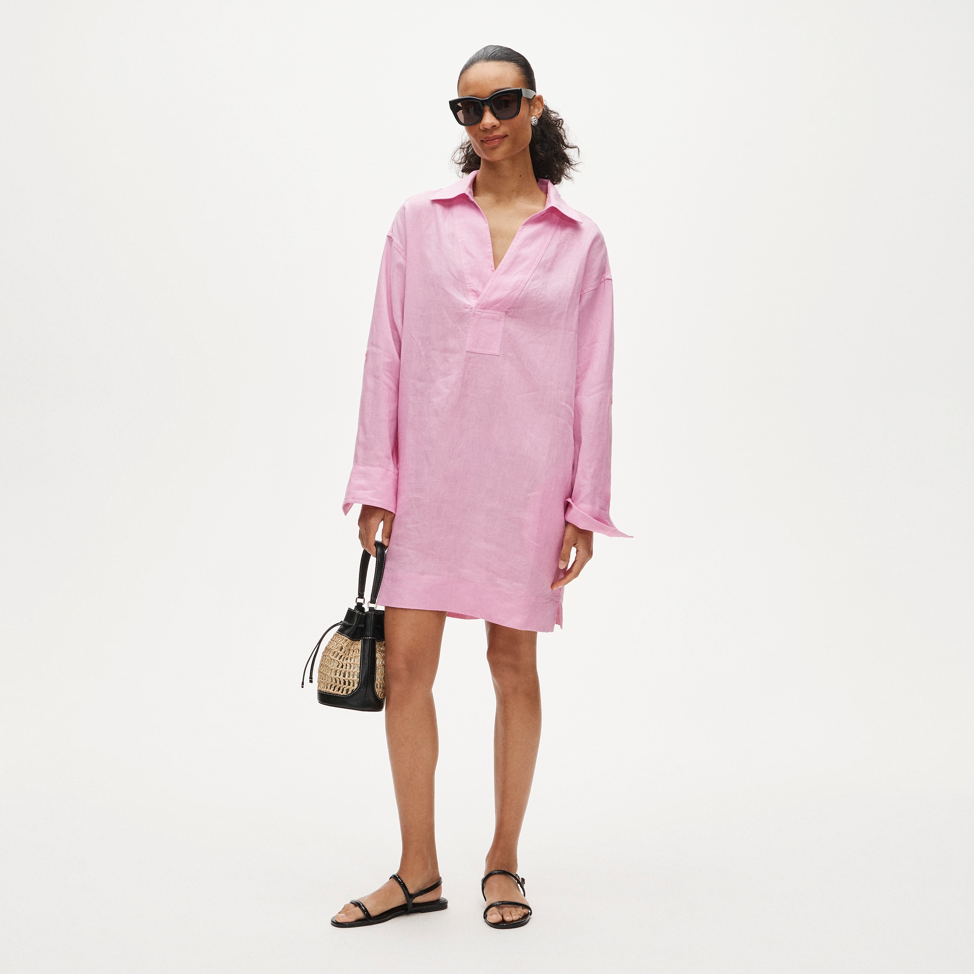 V-neck popover dress in linen - image 2