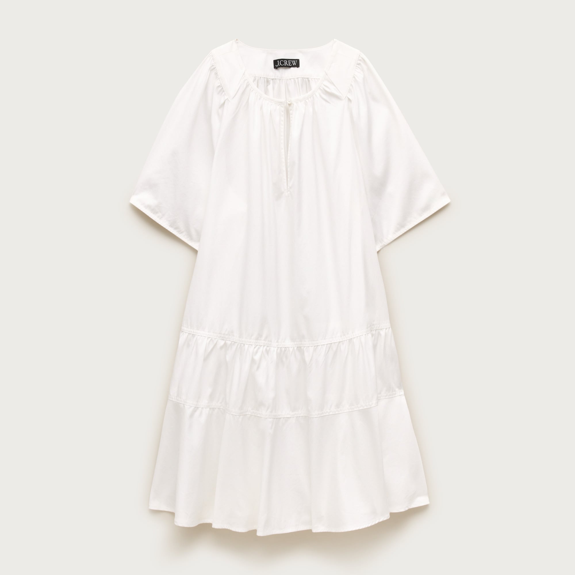 j crew tiered popover dress in striped cotton poplin Tiered Popover Dress In Striped Cotton Poplin For Women