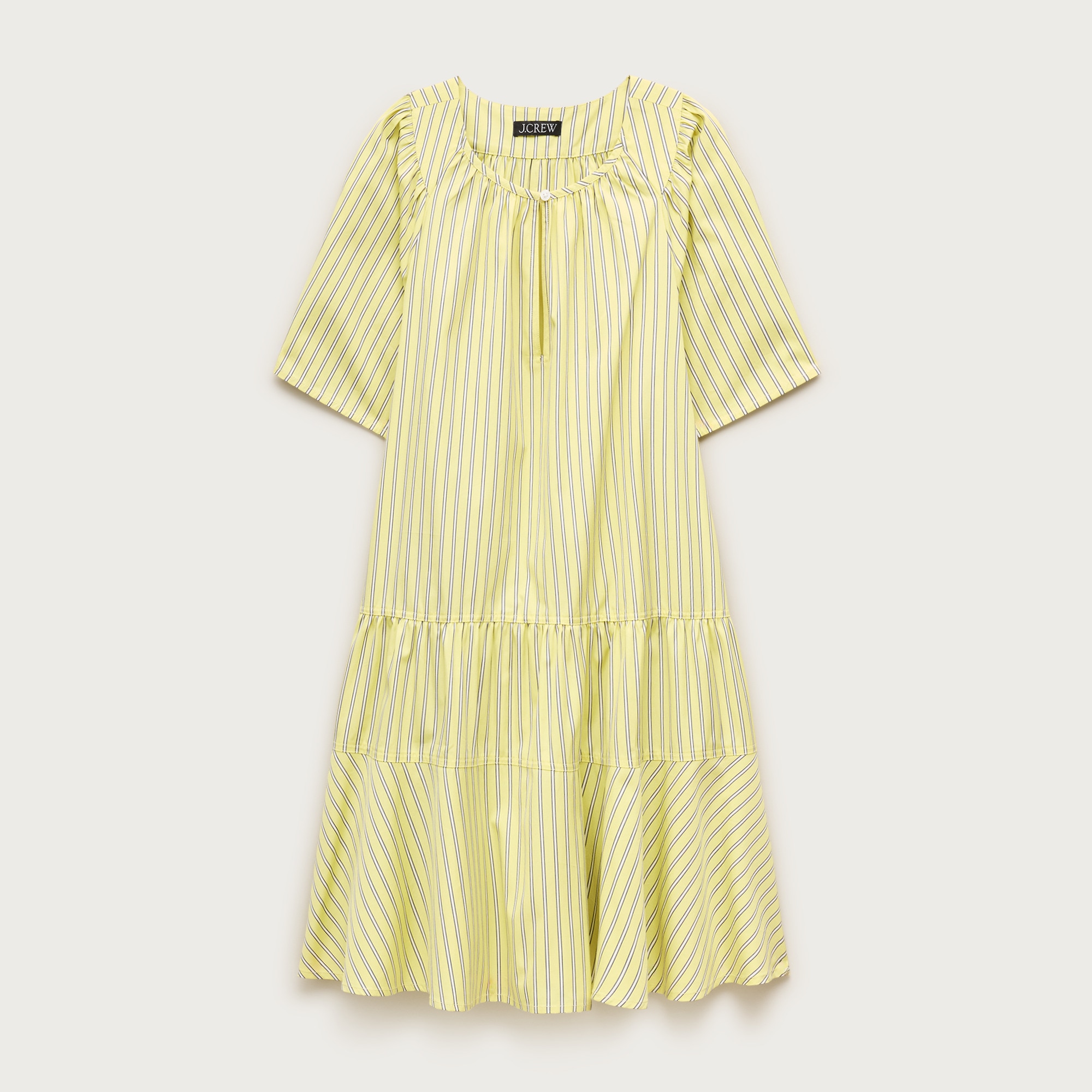 Tiered popover dress in striped cotton poplin from J.Crew - $138