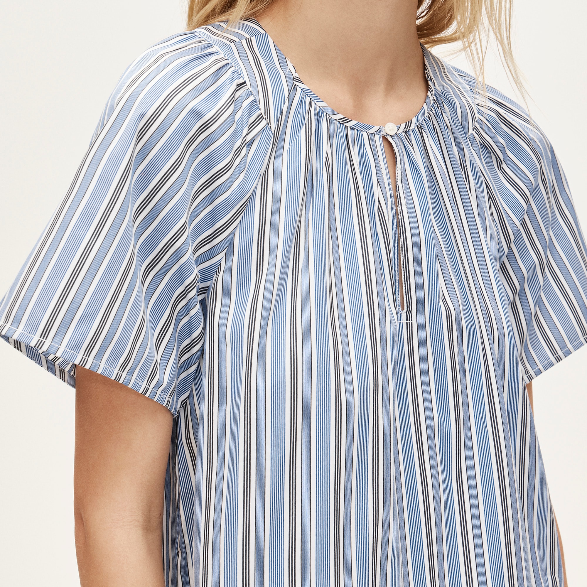 Tiered Popover Dress In Striped Cotton Poplin For Women | J.Crew