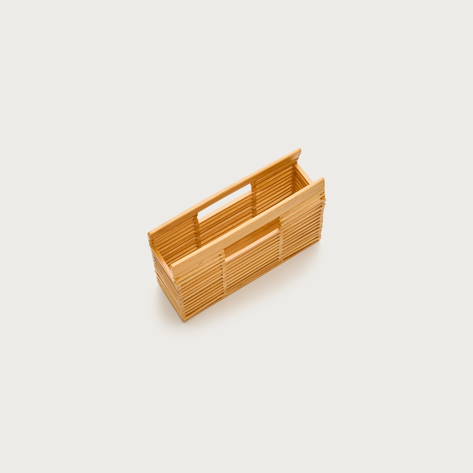 Handwoven wood clutch