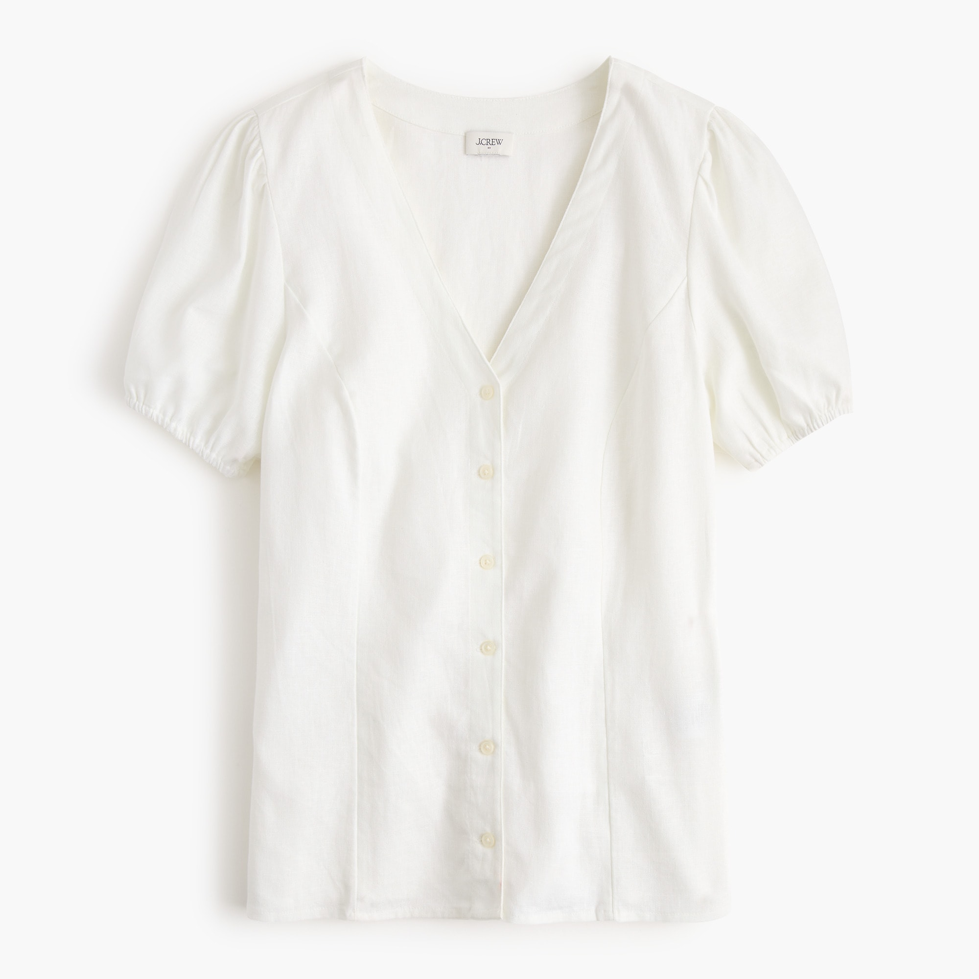 Linen-blend button-up top