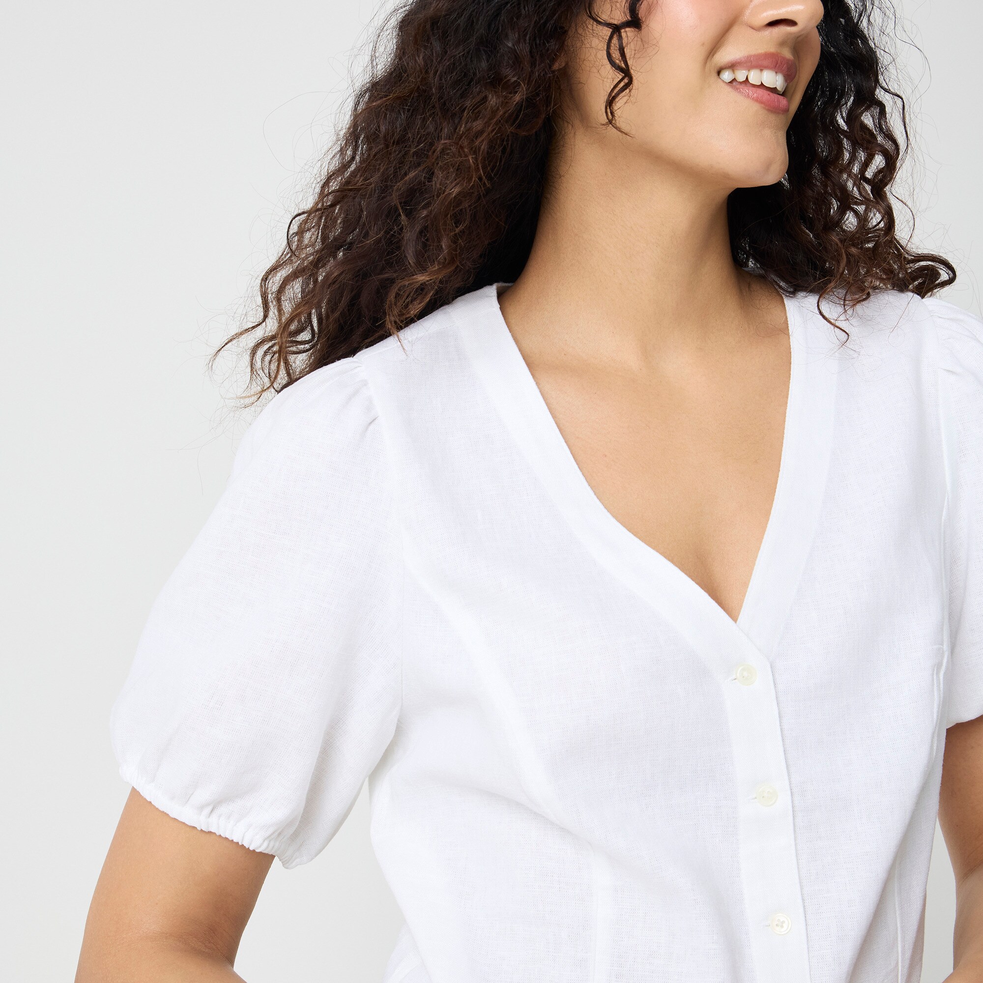 Linen-blend button-up top
