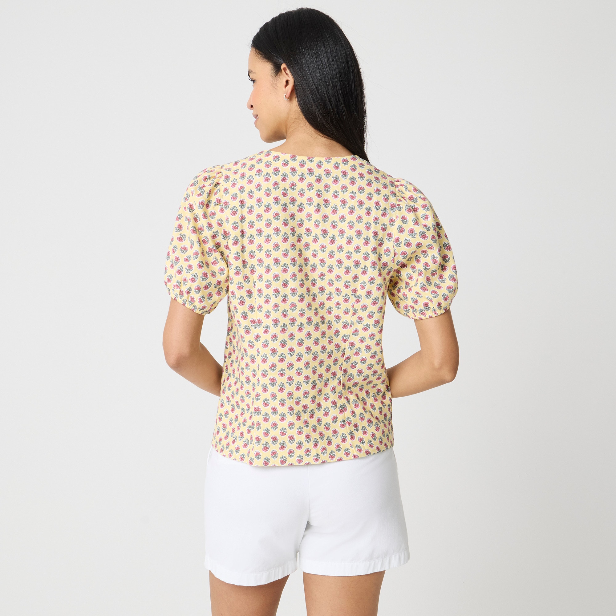 Block-print linen-blend button-up top - image 3
