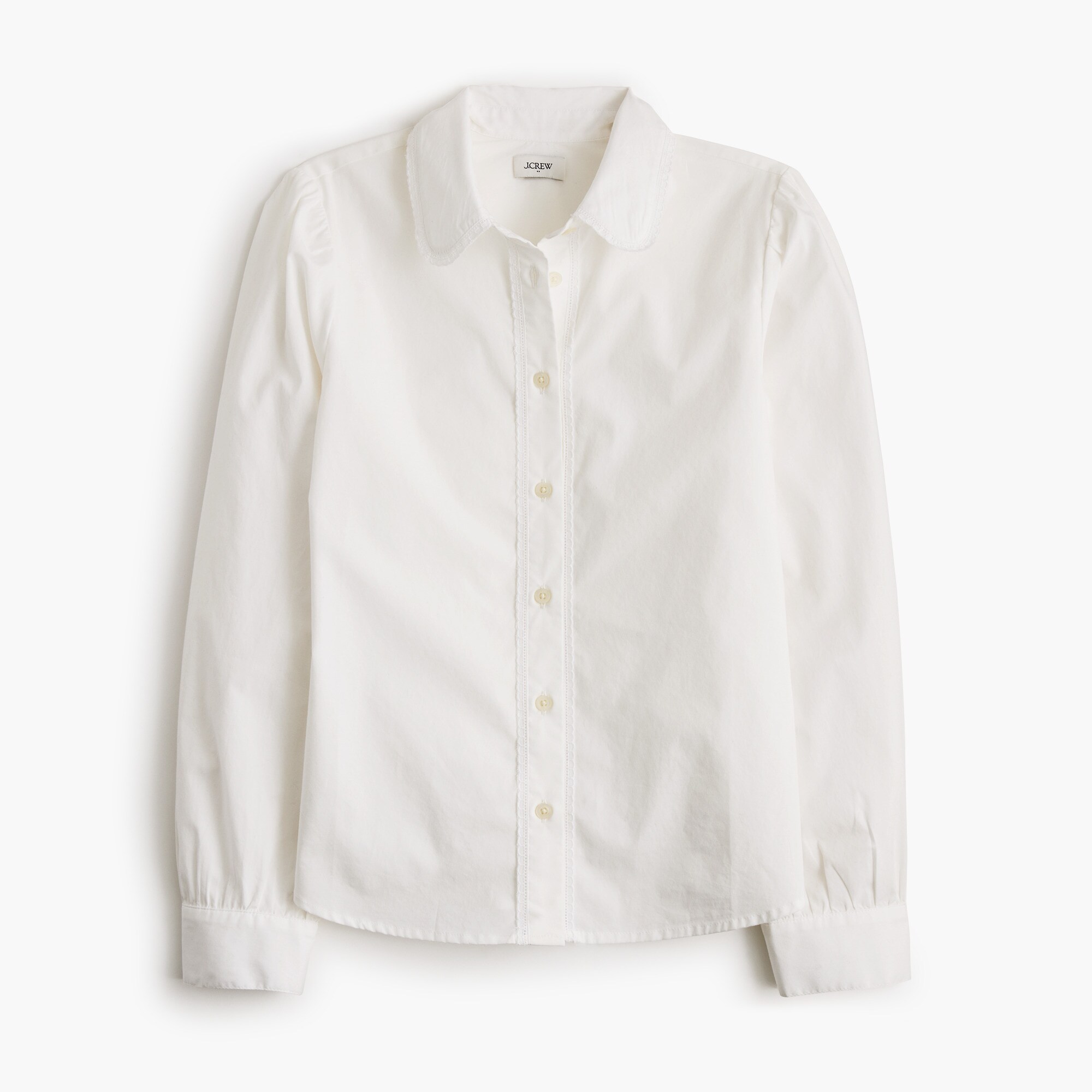  Lace-trim button-up shirt