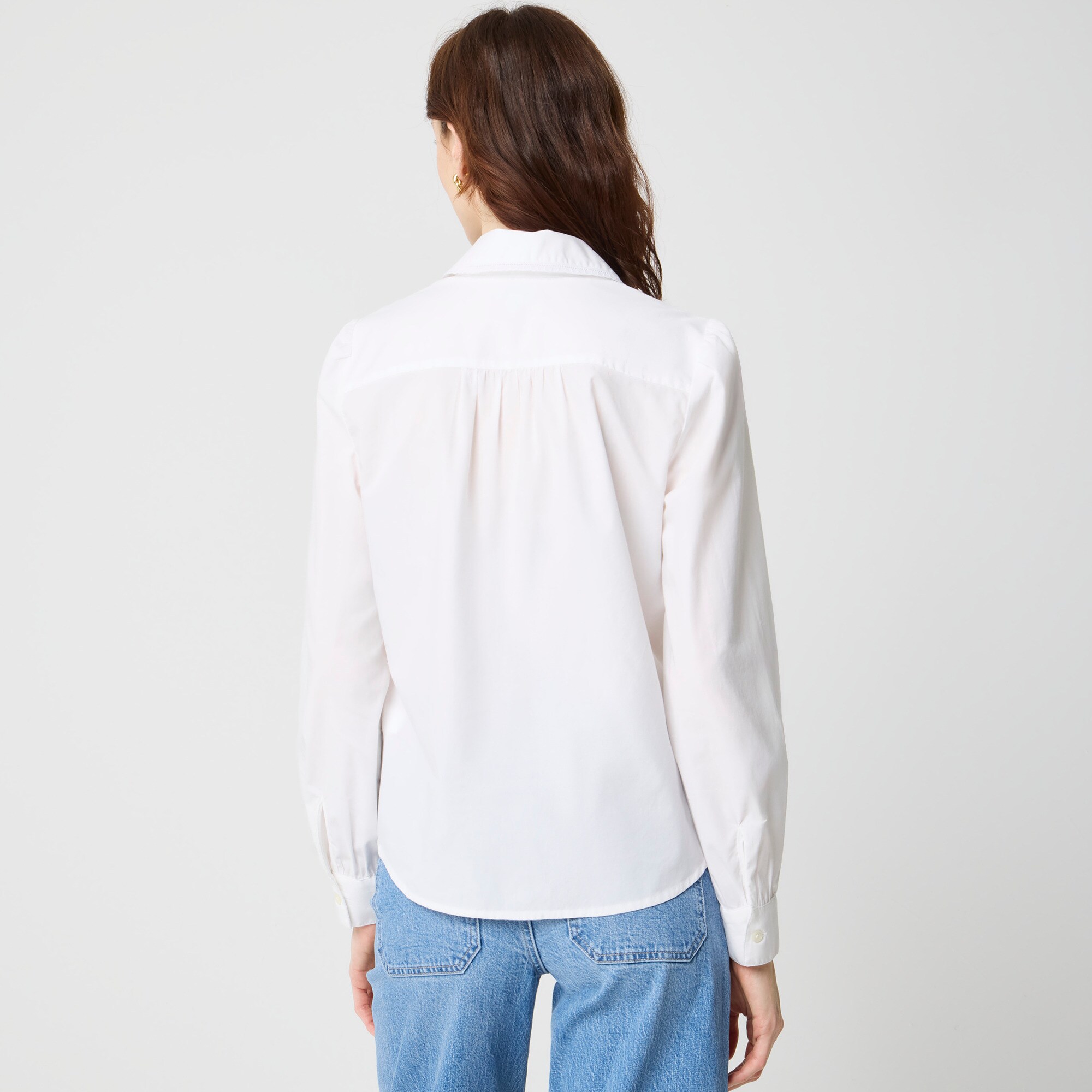 Lace-trim button-up shirt