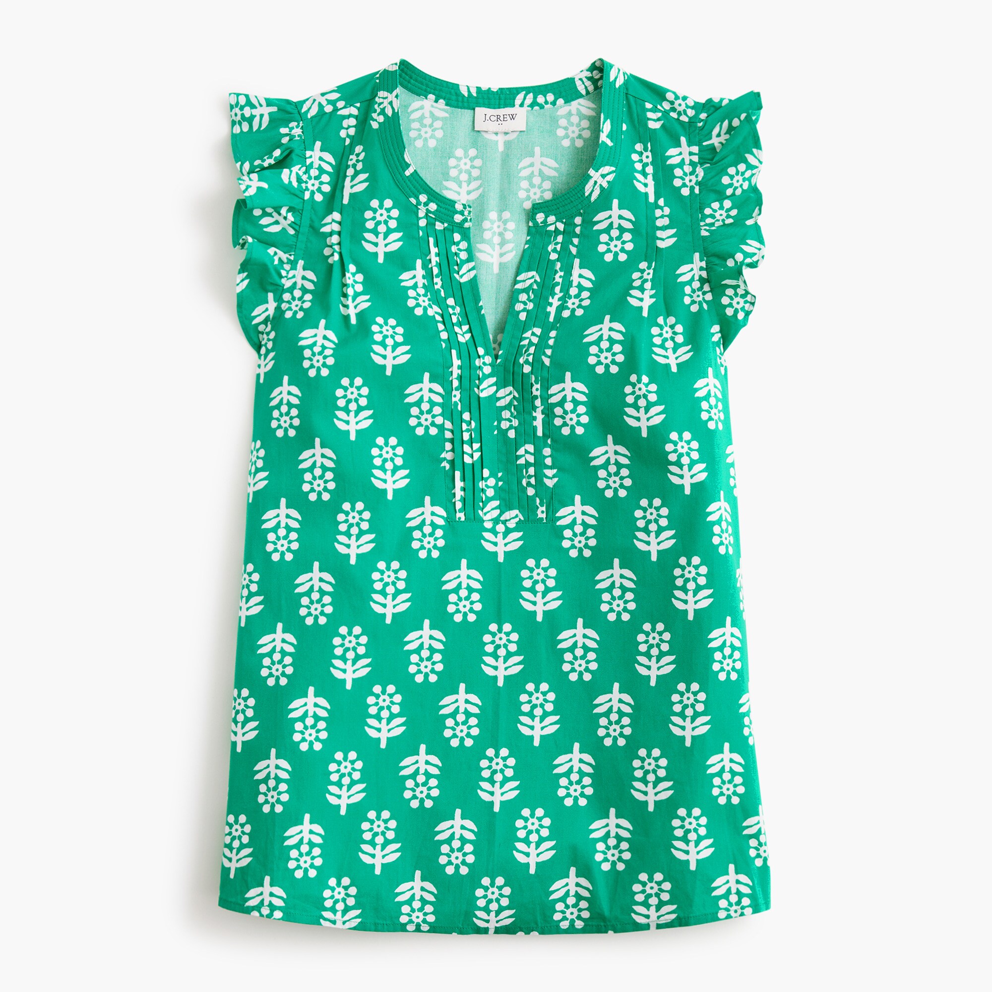  Flutter-sleeve block-print top