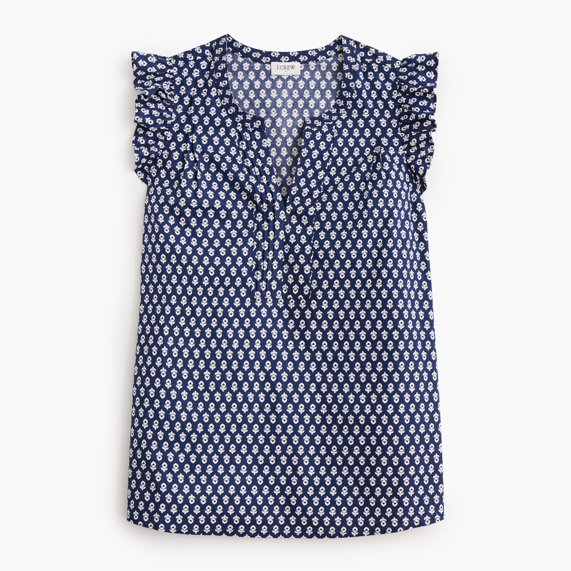Flutter-sleeve block-print top