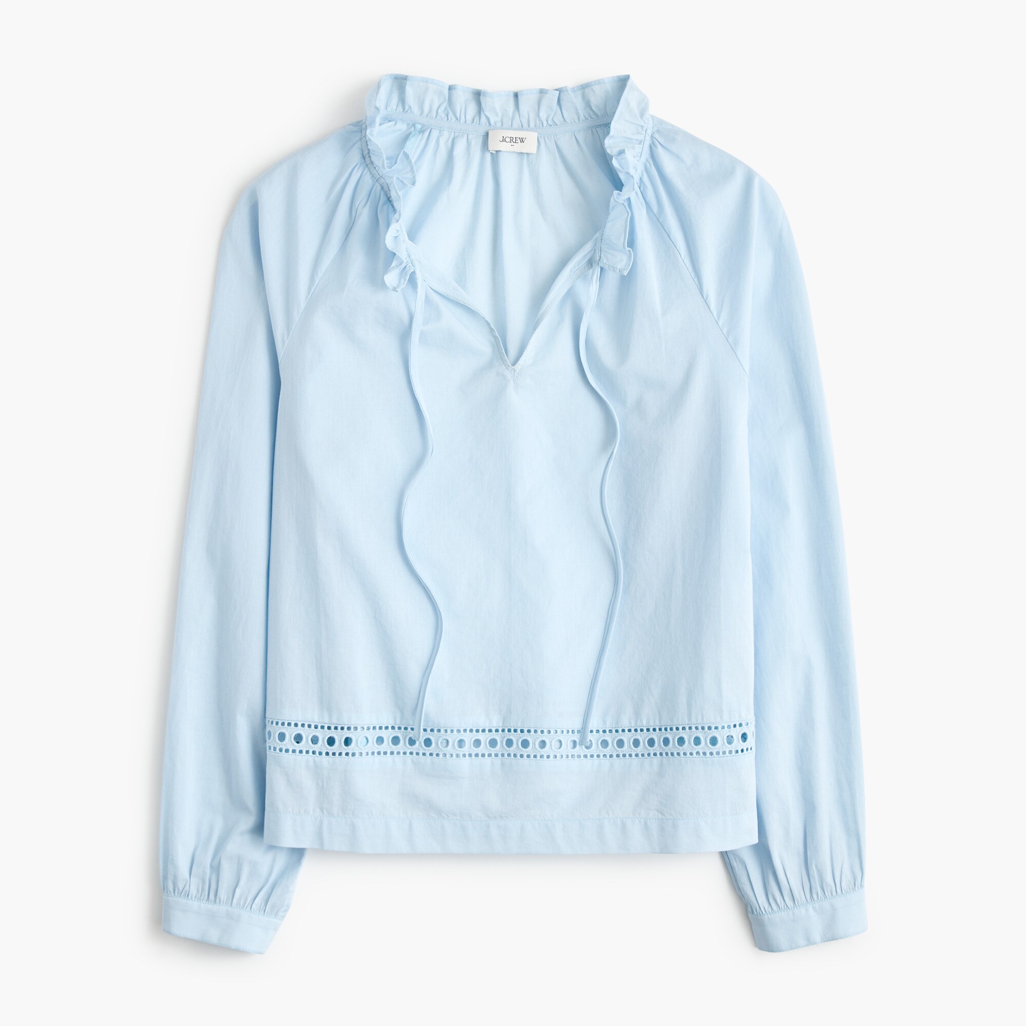 Long-sleeve tie-neck top
