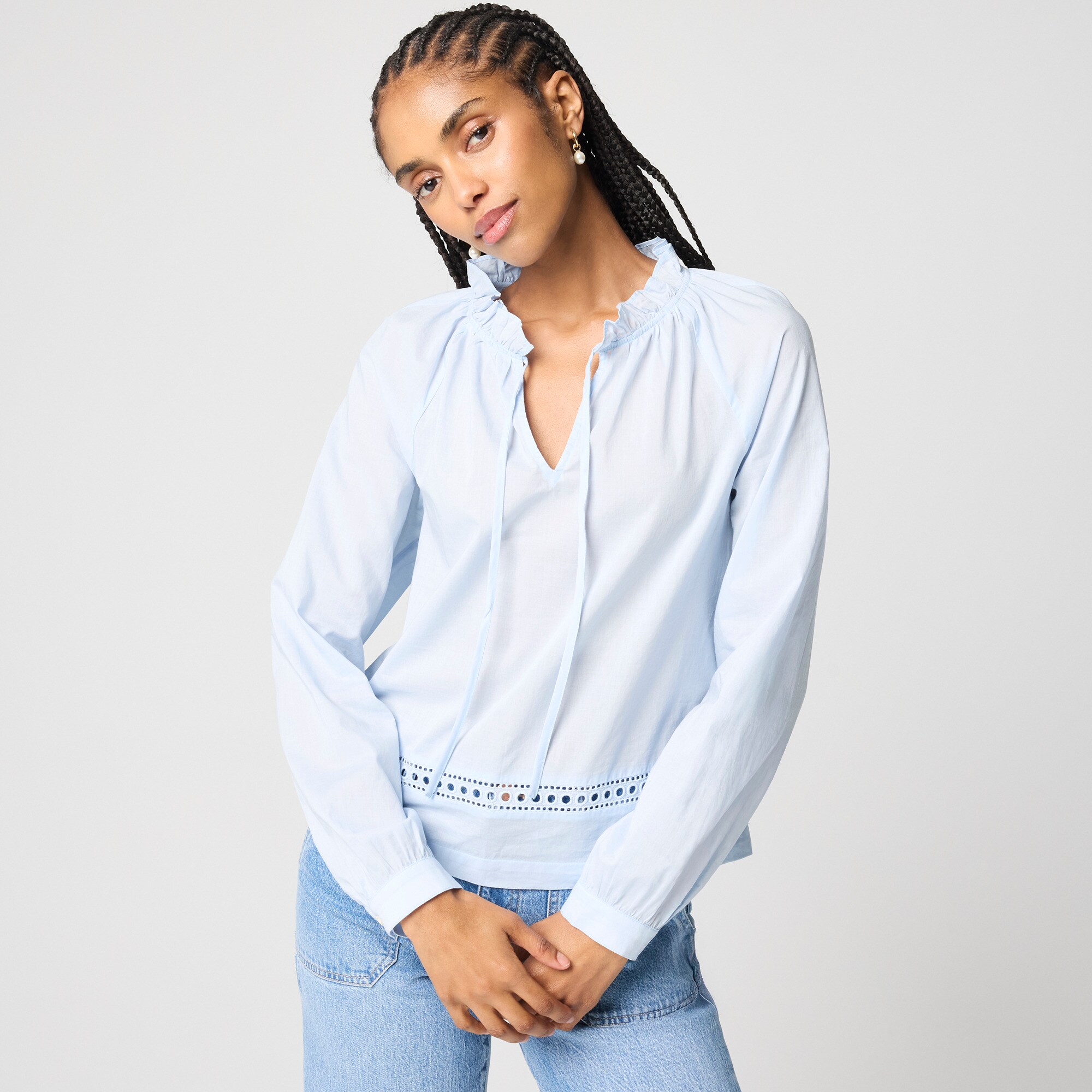 womens Long-sleeve tie-neck top