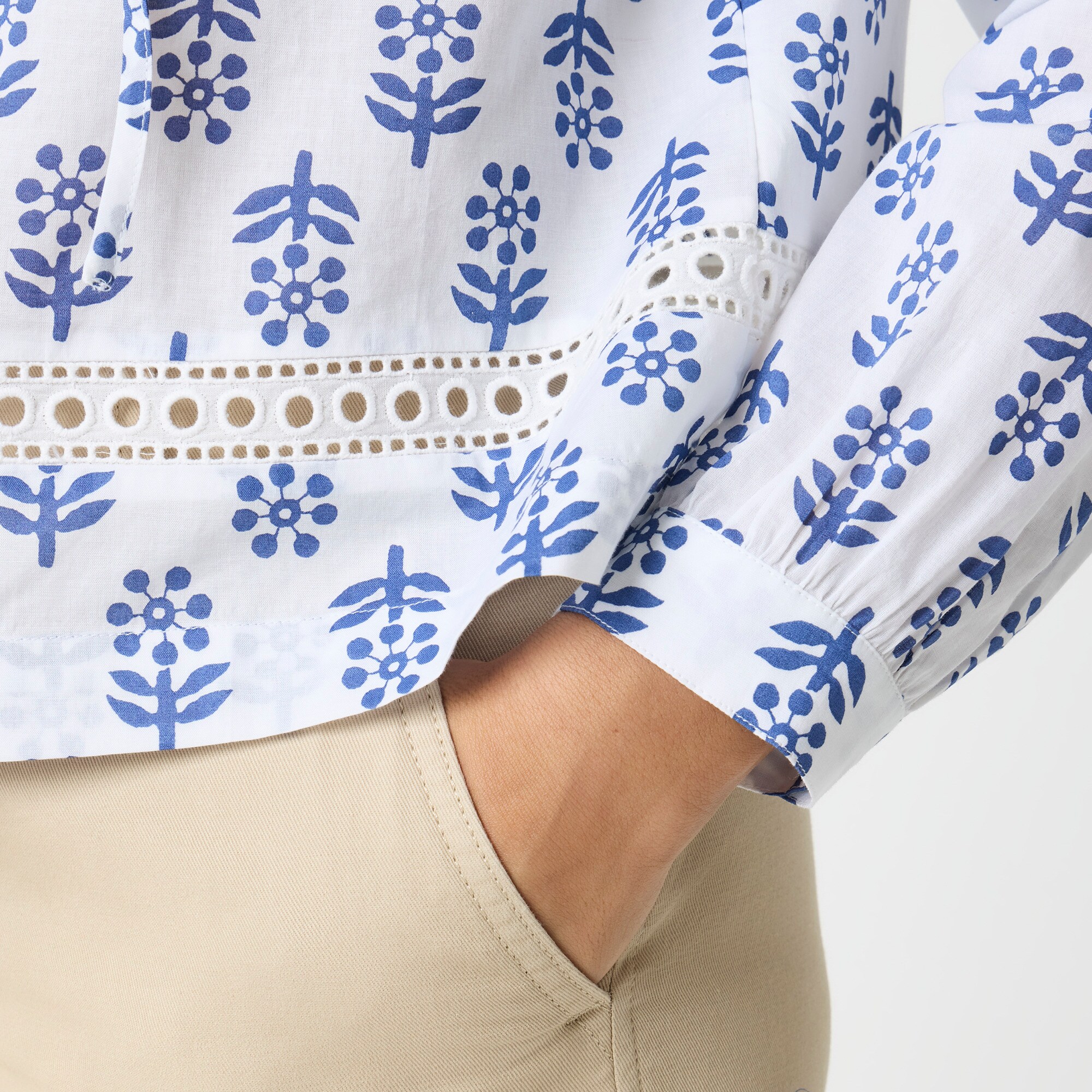Long-sleeve tie-neck top
