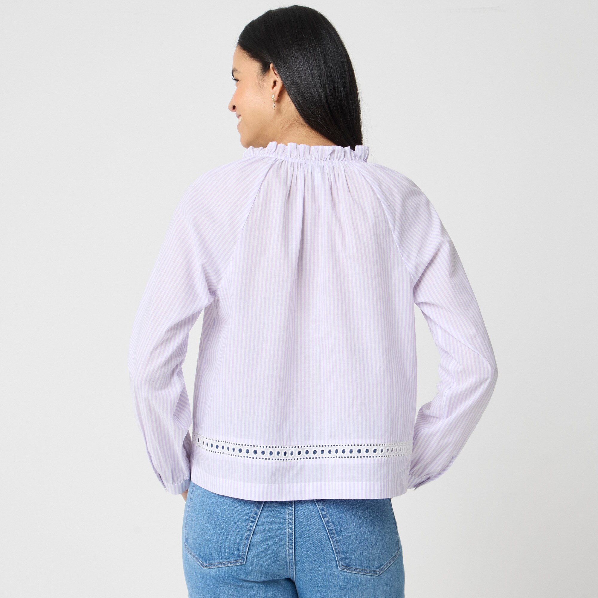Long-sleeve tie-neck top