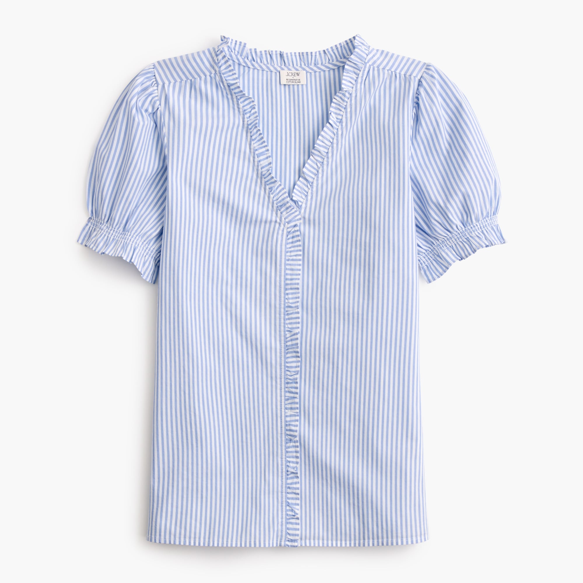 Short-sleeve striped ruffle top