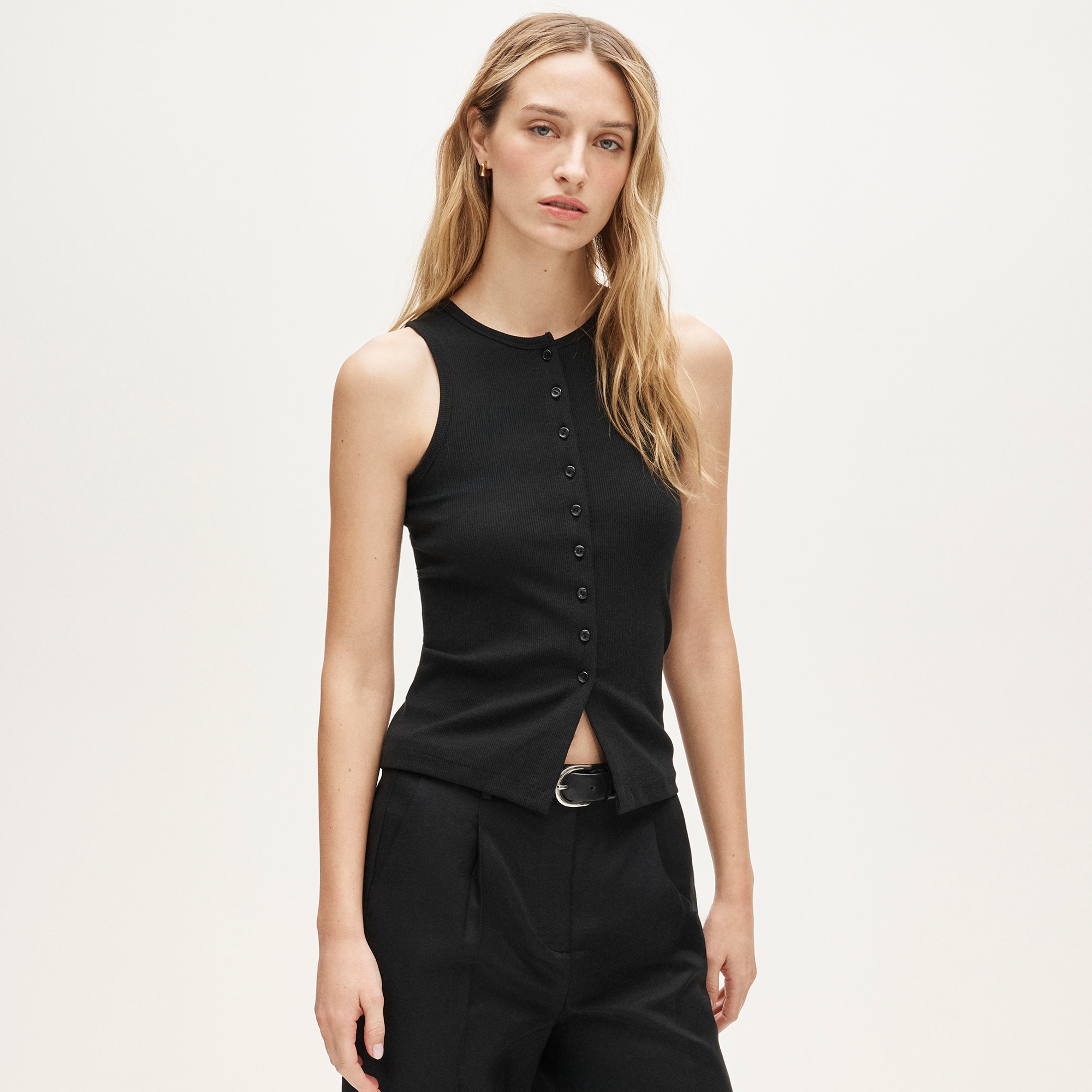 Perfect rib button-up shell top - image 4