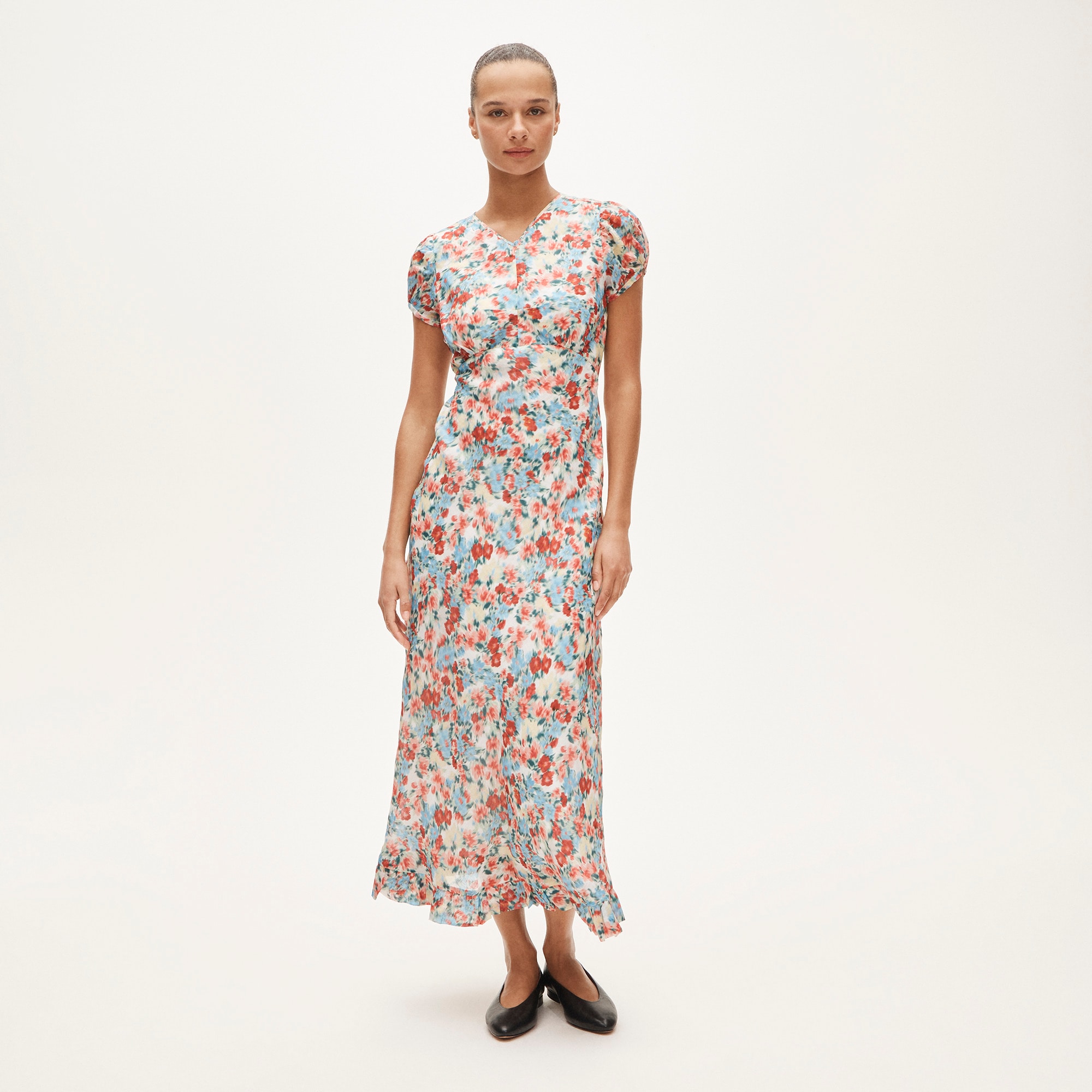 knee length dresses for ladies Asymmetrical Ruffle Midi Dress White