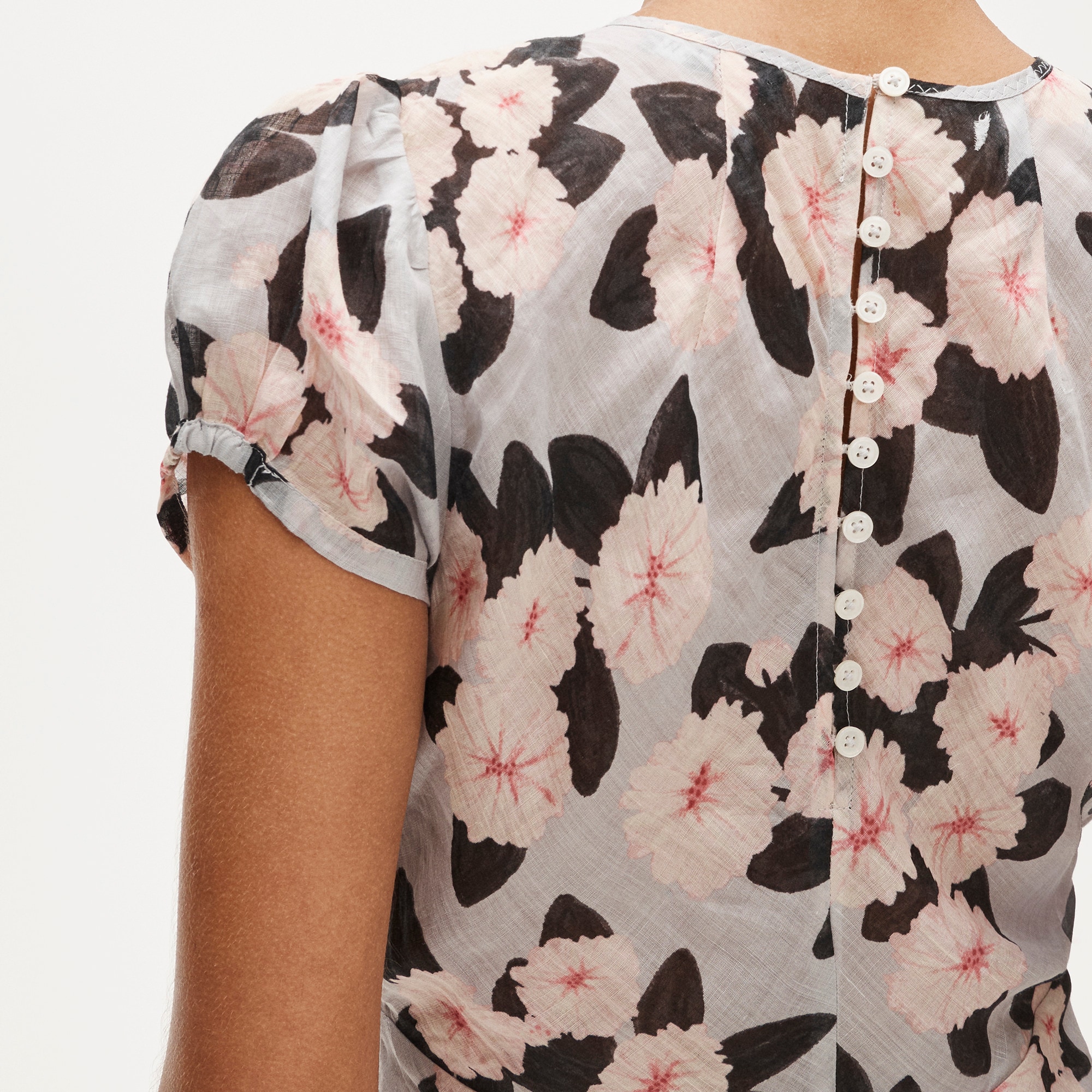 Ruffle-hem midi dress in poppy print