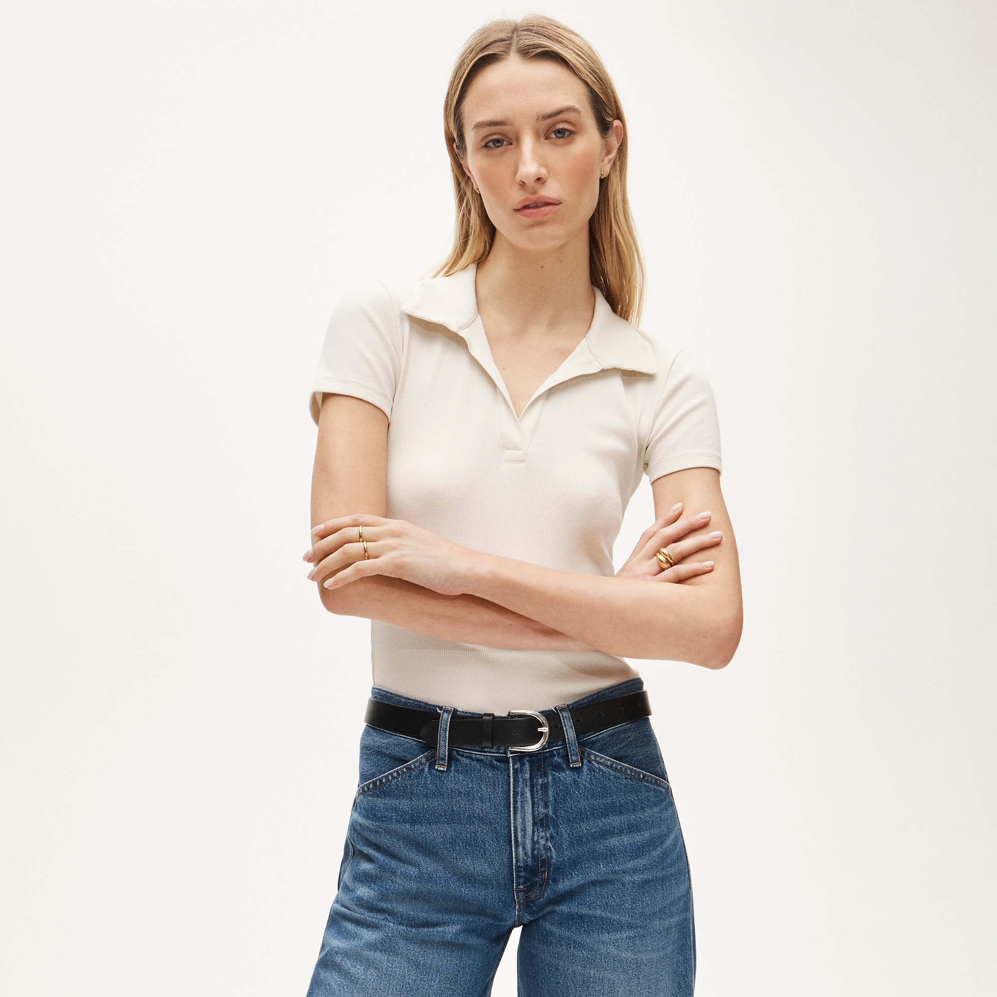 womens Perfect rib johnny-collar top